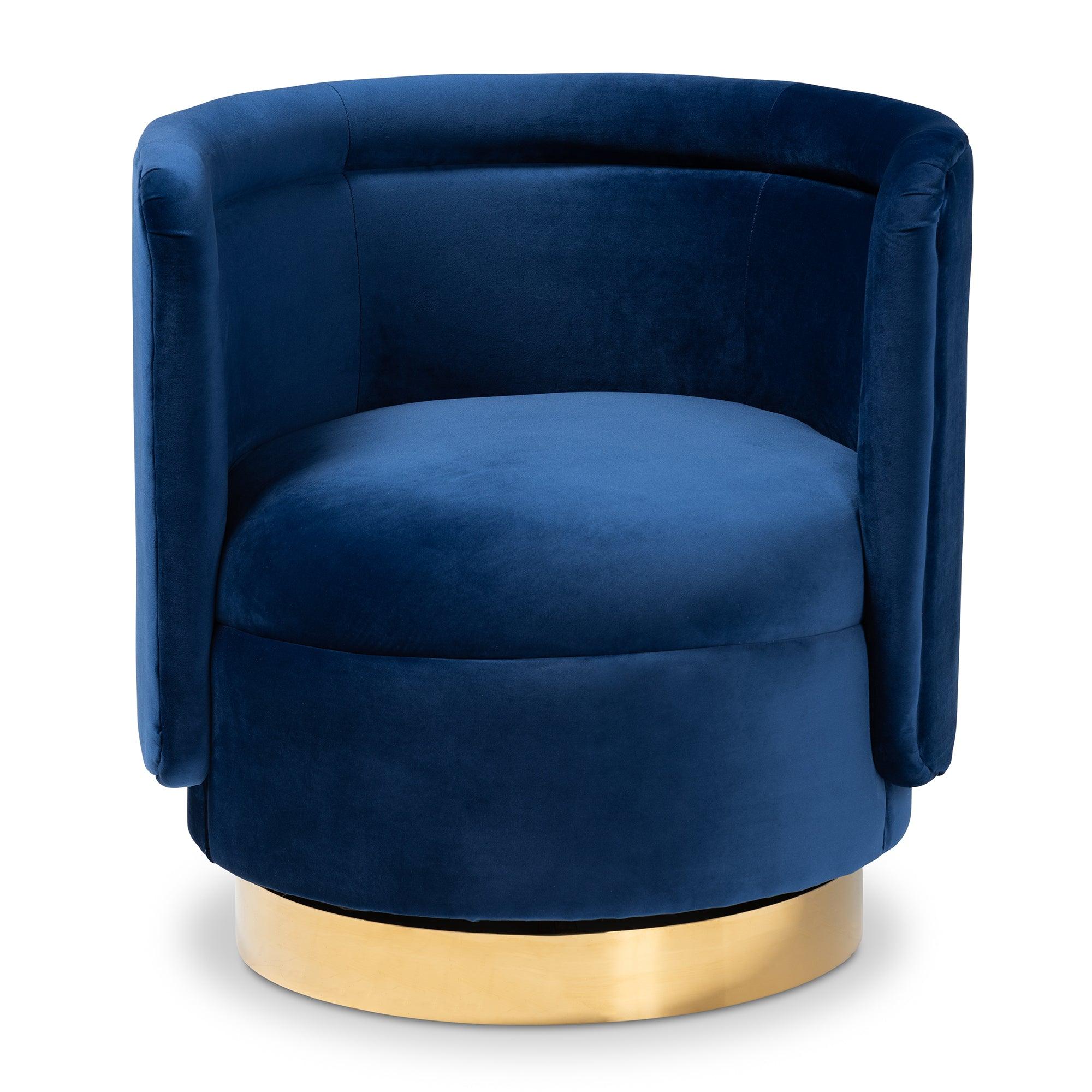 Saffi Glam and Luxe Royal Velvet Fabric Upholstered Finished Swivel Accent Chair