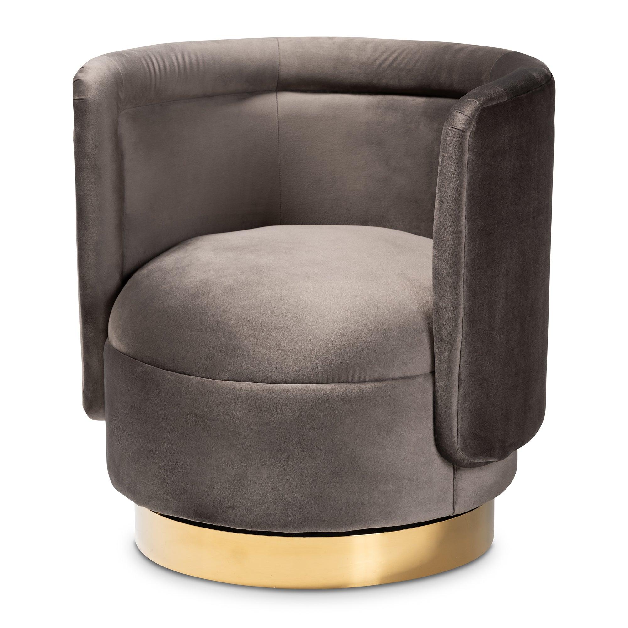 Saffi Glam and Luxe Velvet Fabric Upholstered Finished Swivel Accent Chair