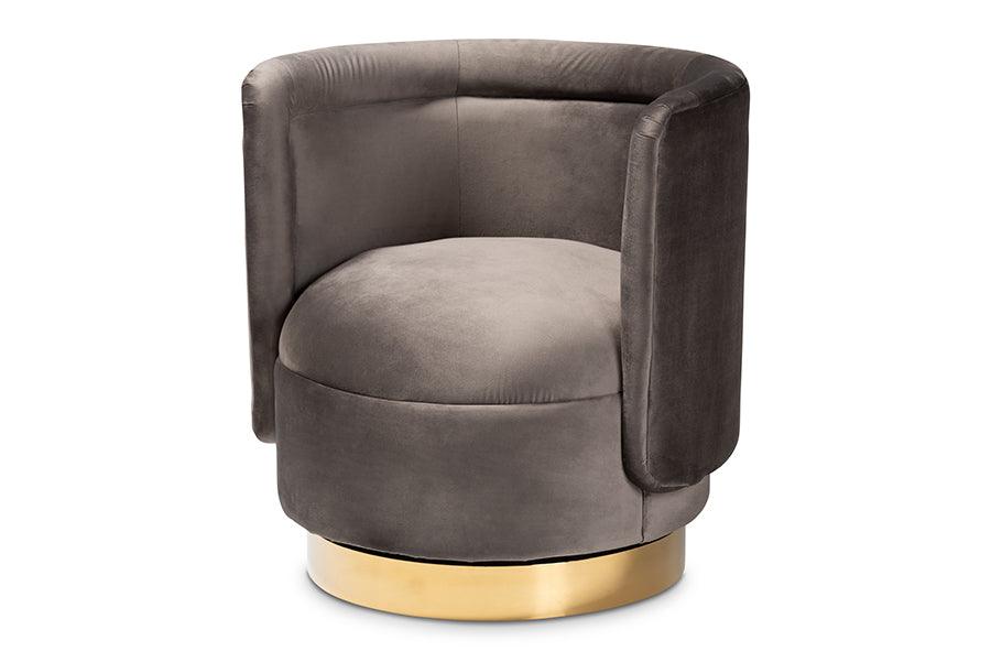 Saffi Glam and Luxe Velvet Fabric Upholstered Finished Swivel Accent Chair