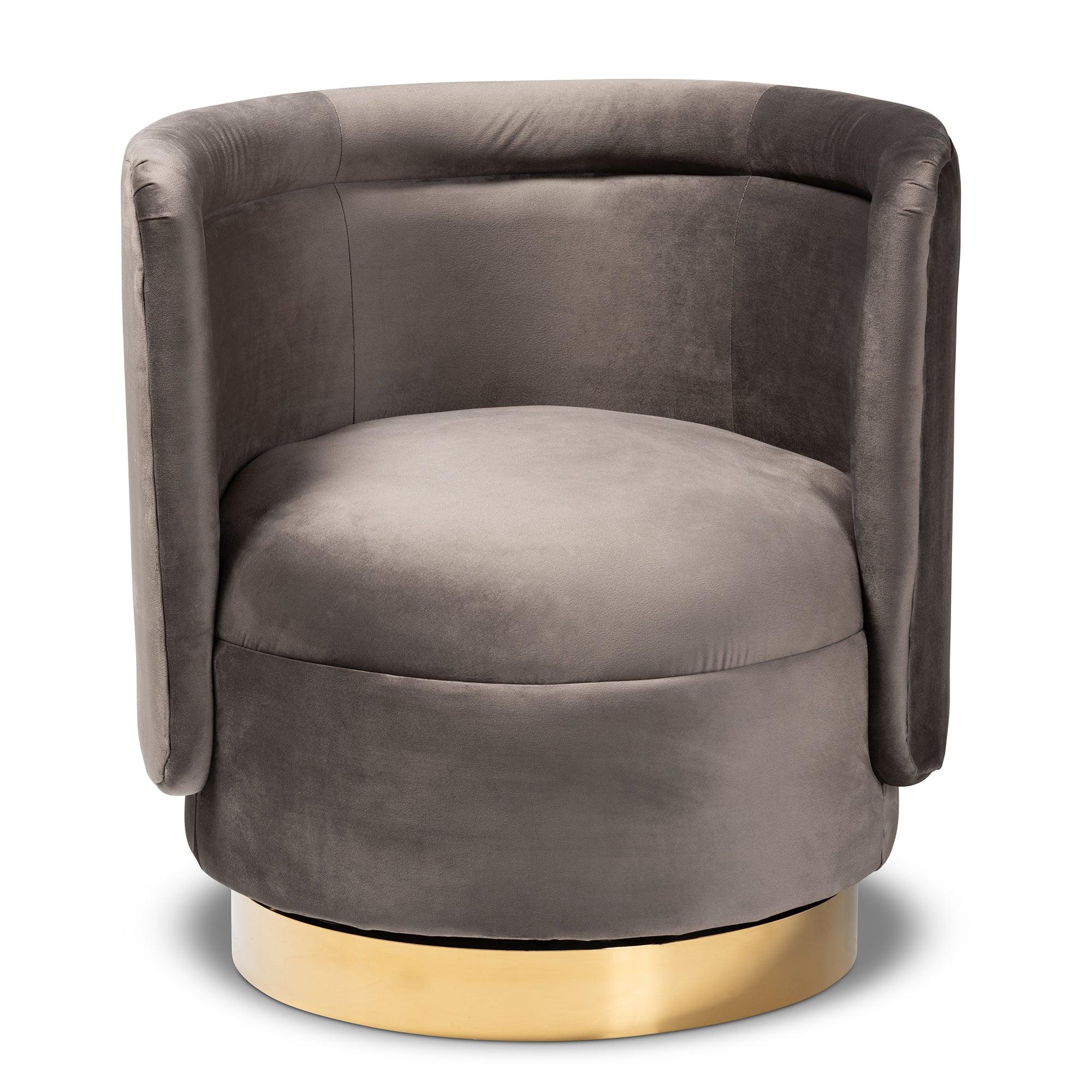 Saffi Glam and Luxe Velvet Fabric Upholstered Finished Swivel Accent Chair