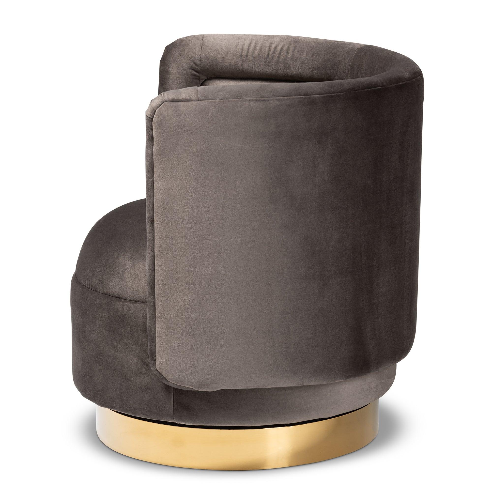 Saffi Glam and Luxe Velvet Fabric Upholstered Finished Swivel Accent Chair