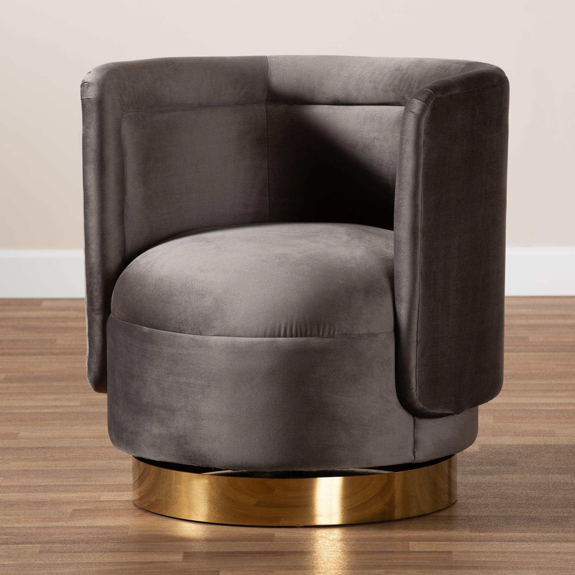 Saffi Glam and Luxe Velvet Fabric Upholstered Finished Swivel Accent Chair