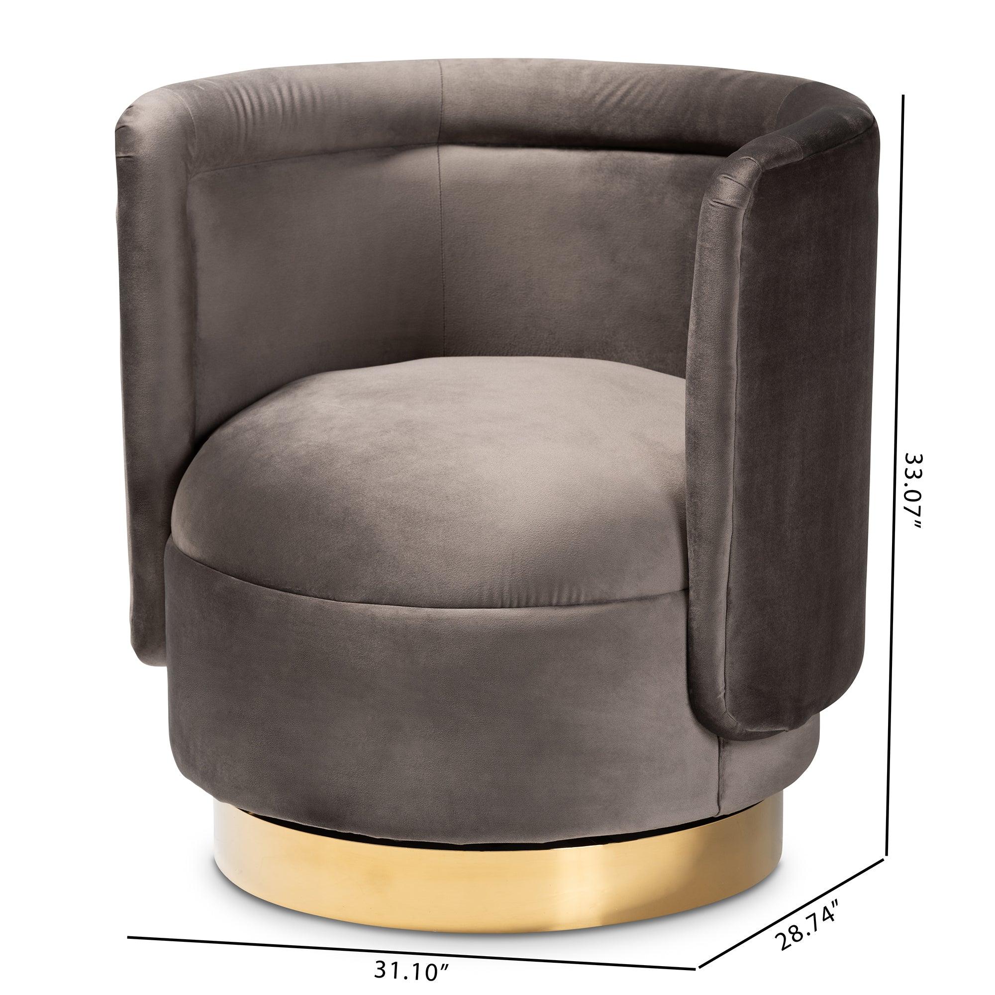 Saffi Glam and Luxe Velvet Fabric Upholstered Finished Swivel Accent Chair