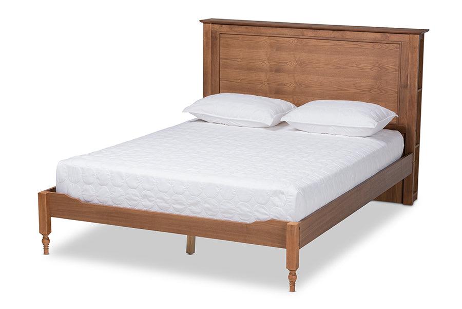 Danielle Traditional and Transitional Rustic Ash Finished Wood Platform Storage Bed with Built-In Shelves