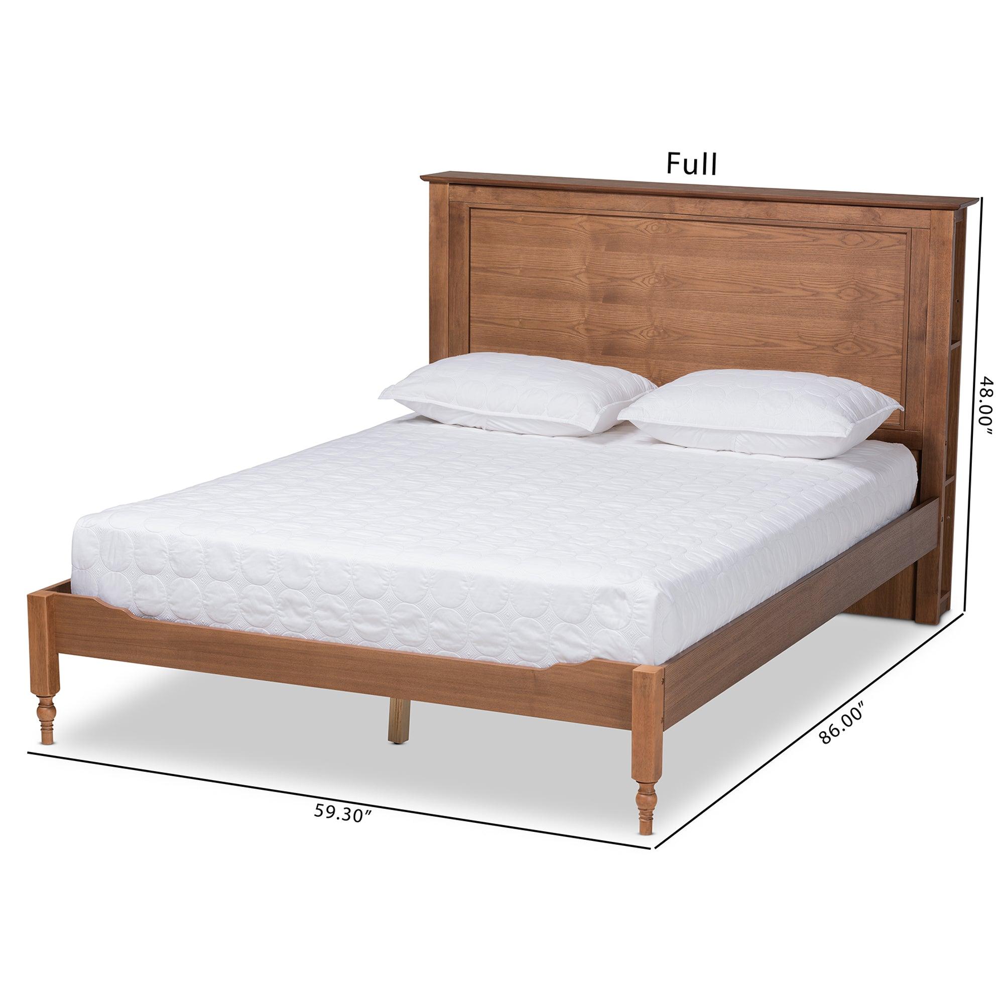 Danielle Traditional and Transitional Rustic Ash Finished Wood Platform Storage Bed with Built-In Shelves