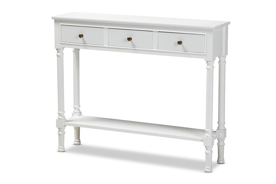 Calvin Classic and Traditional French Farmhouse Finished Wood 3-Drawer Entryway Console Table