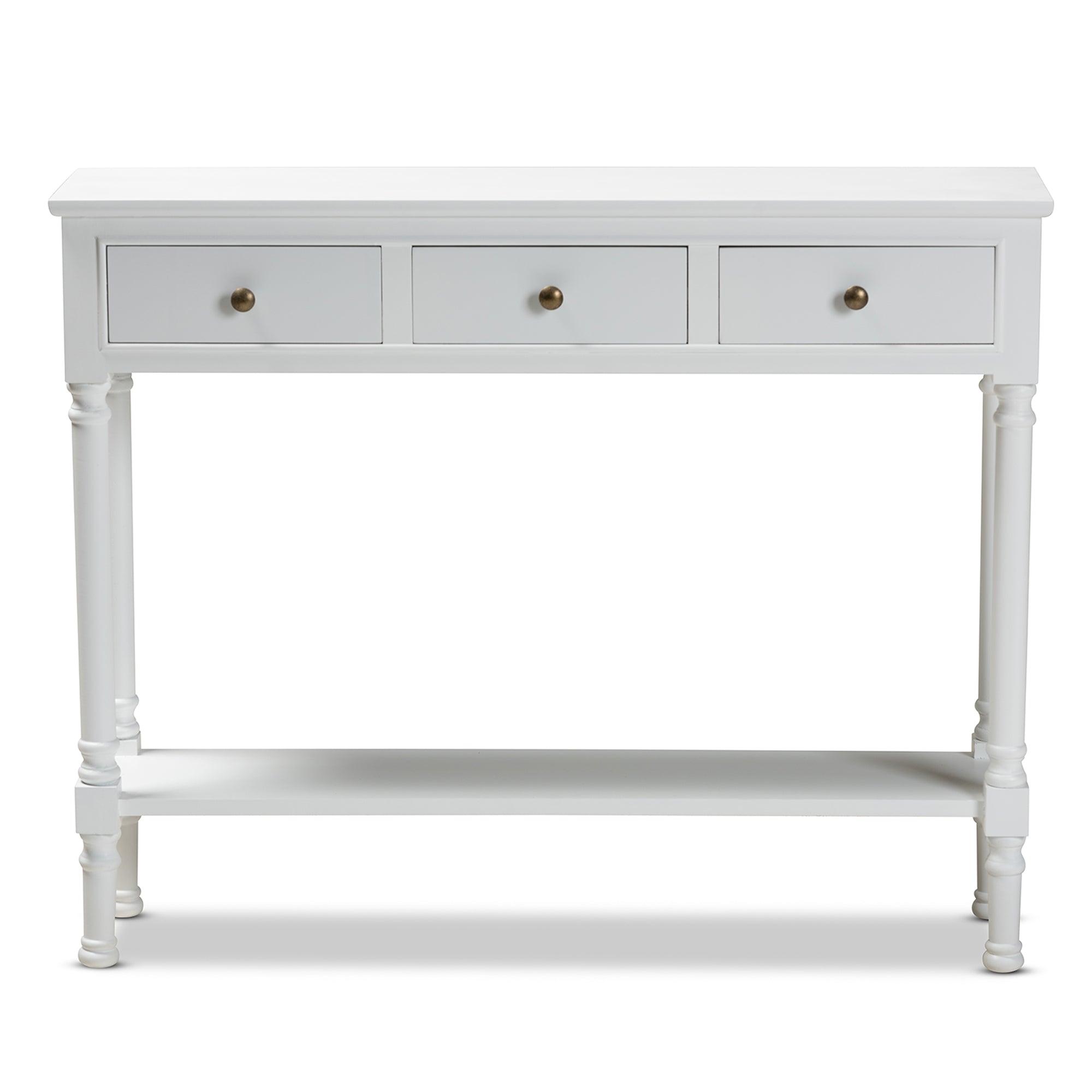 Calvin Classic and Traditional French Farmhouse Finished Wood 3-Drawer Entryway Console Table