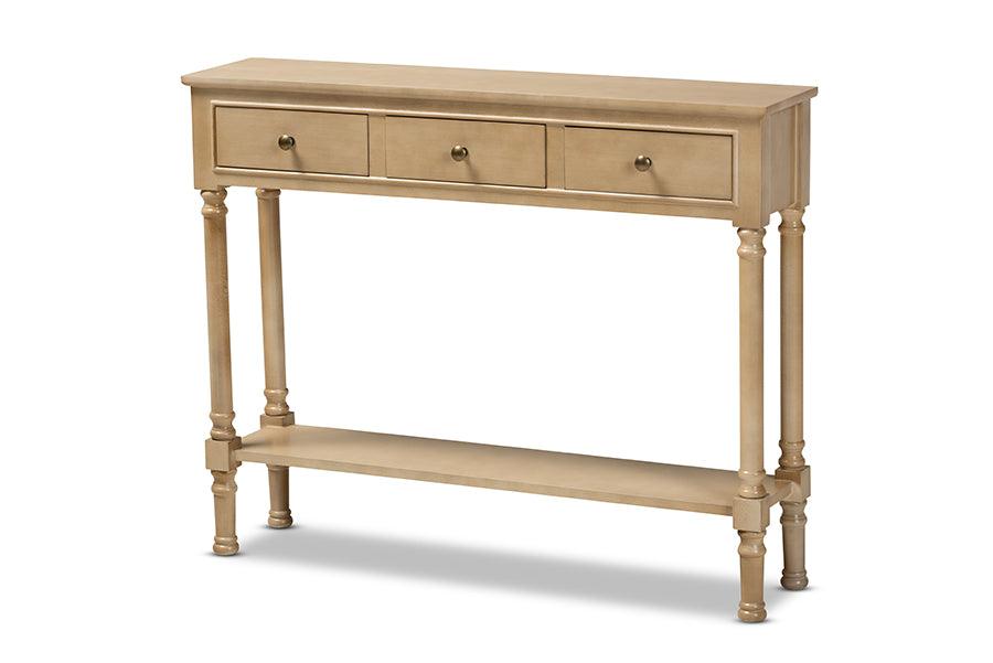 Calvin Classic and Traditional French Farmhouse Finished Wood 3-Drawer Entryway Console Table