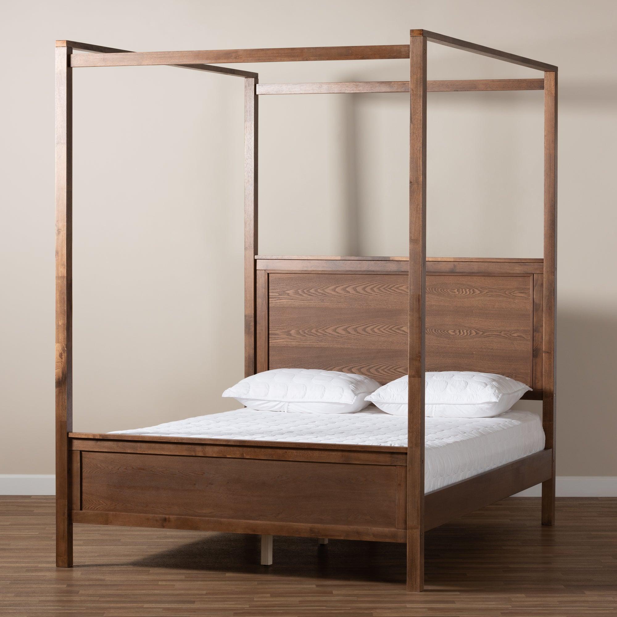 Veronica Modern and Contemporary Finished Wood Platform Canopy Bed