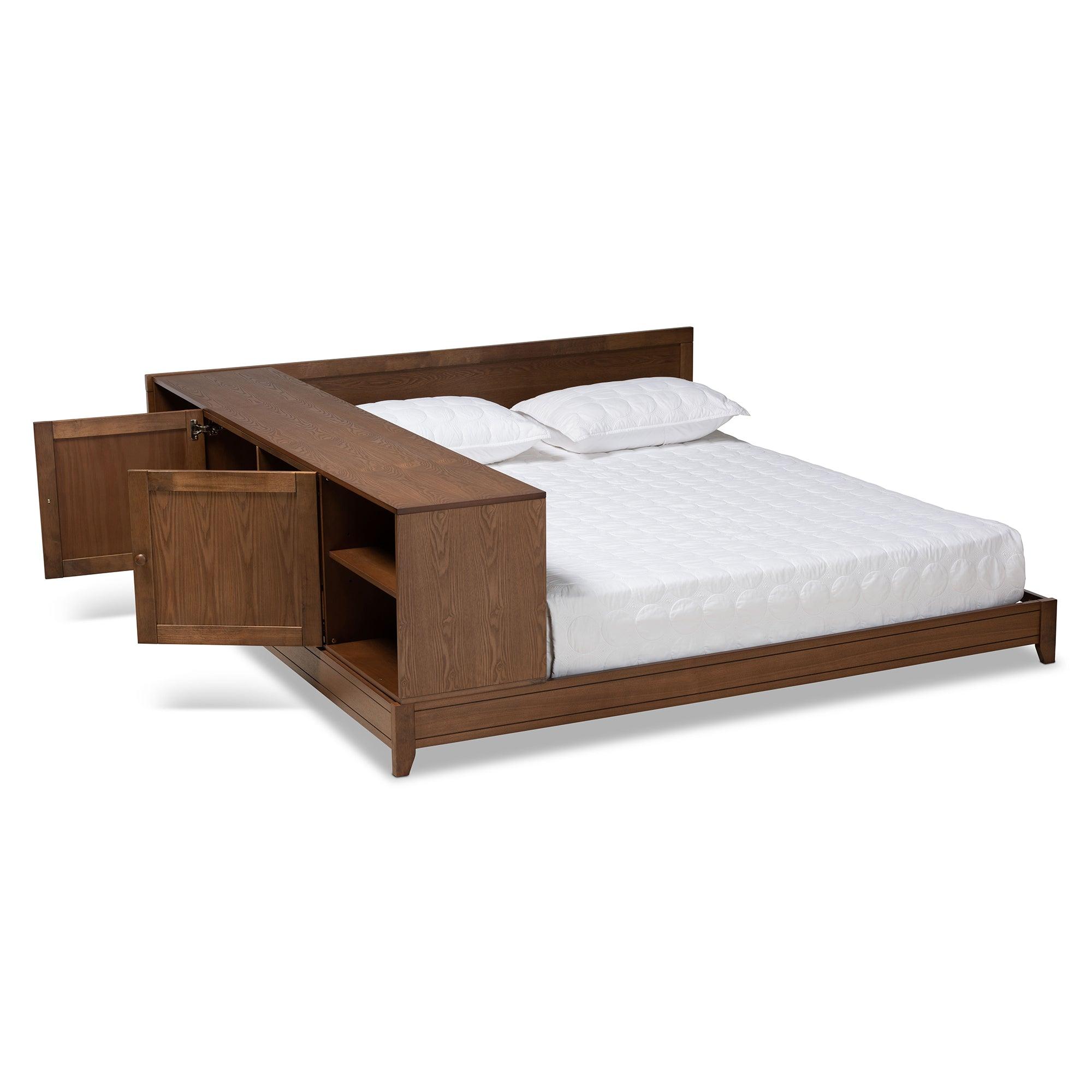 Kaori Modern and Contemporary Transitional Finished Wood Platform Storage Bed