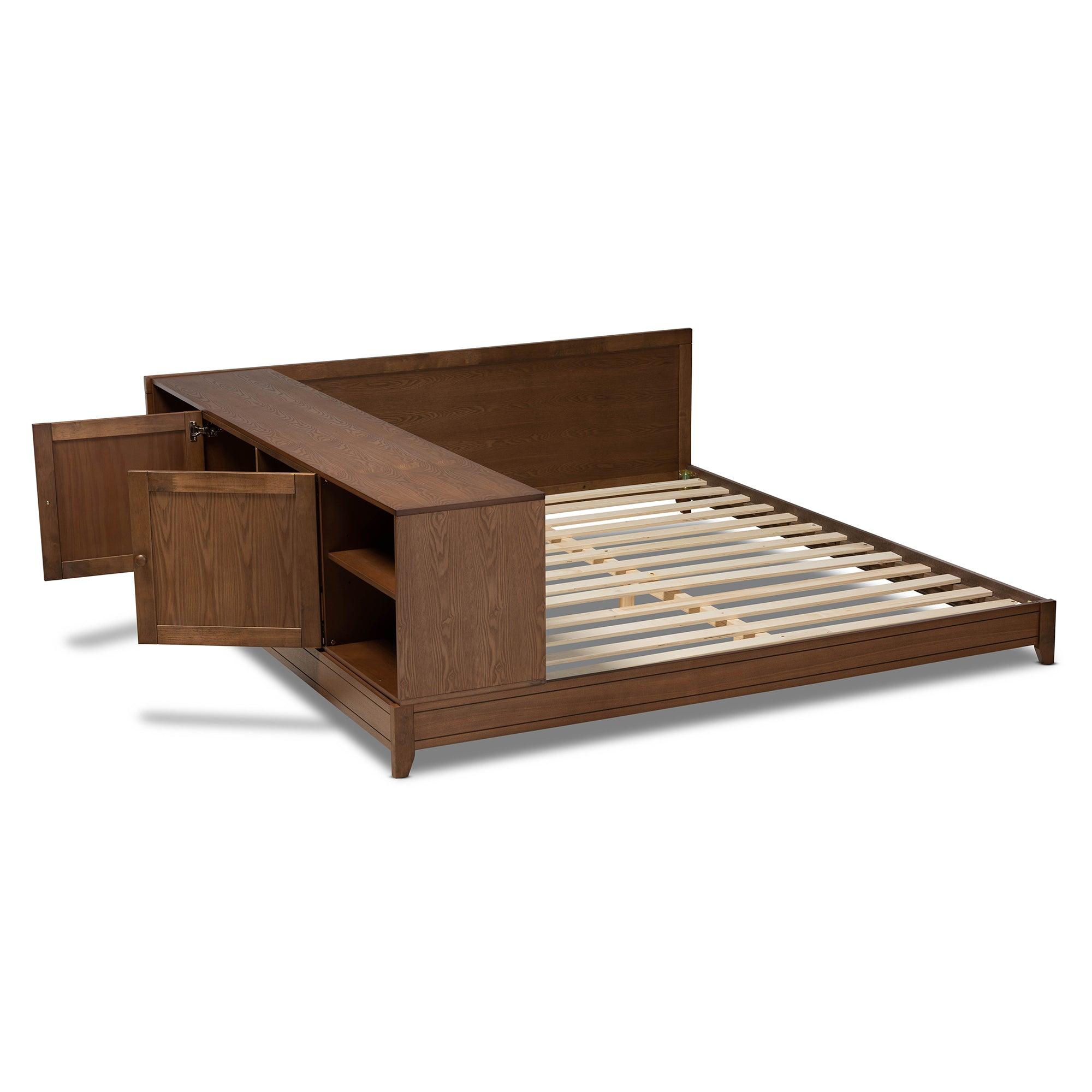 Kaori Modern and Contemporary Transitional Finished Wood Platform Storage Bed