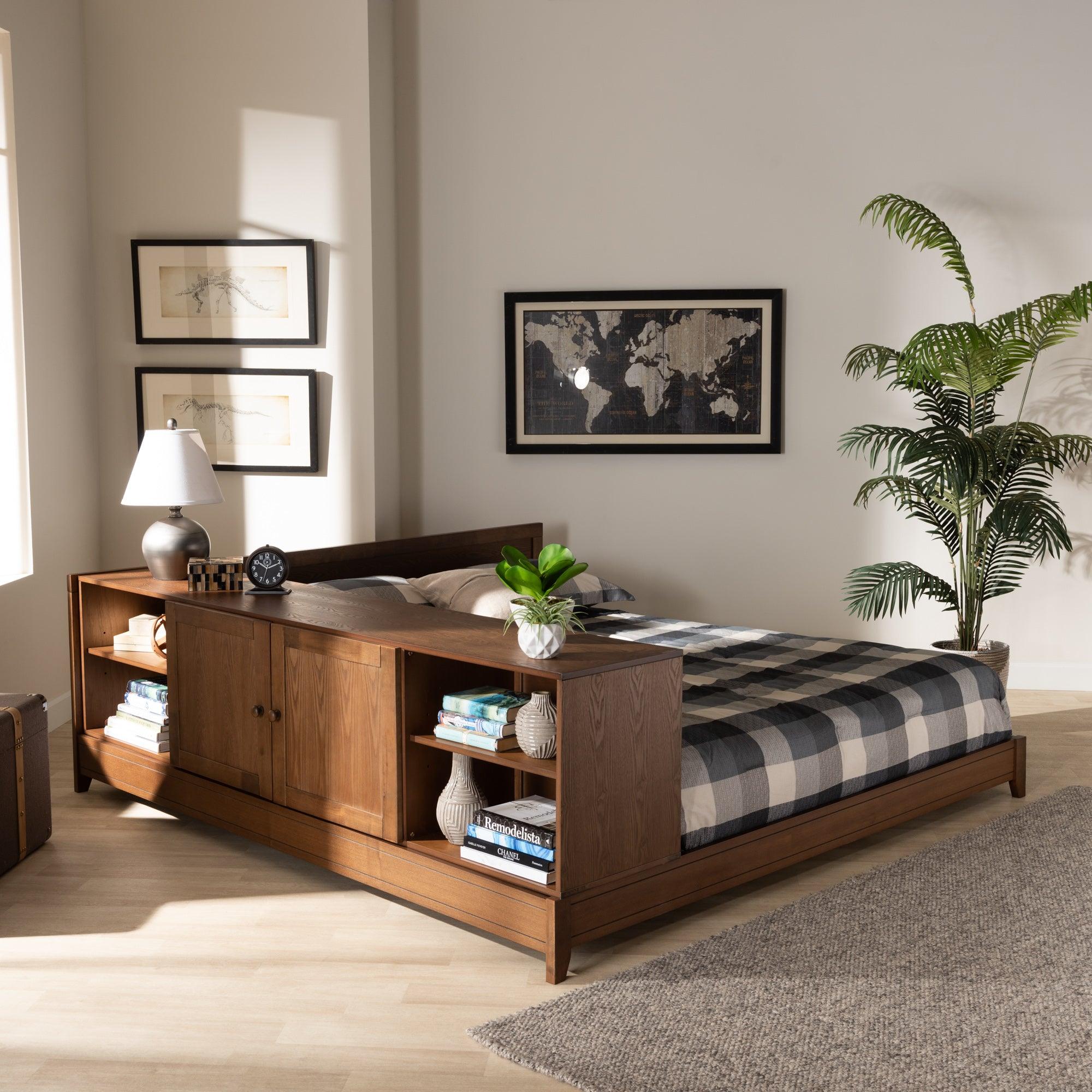 Kaori Modern and Contemporary Transitional Finished Wood Platform Storage Bed