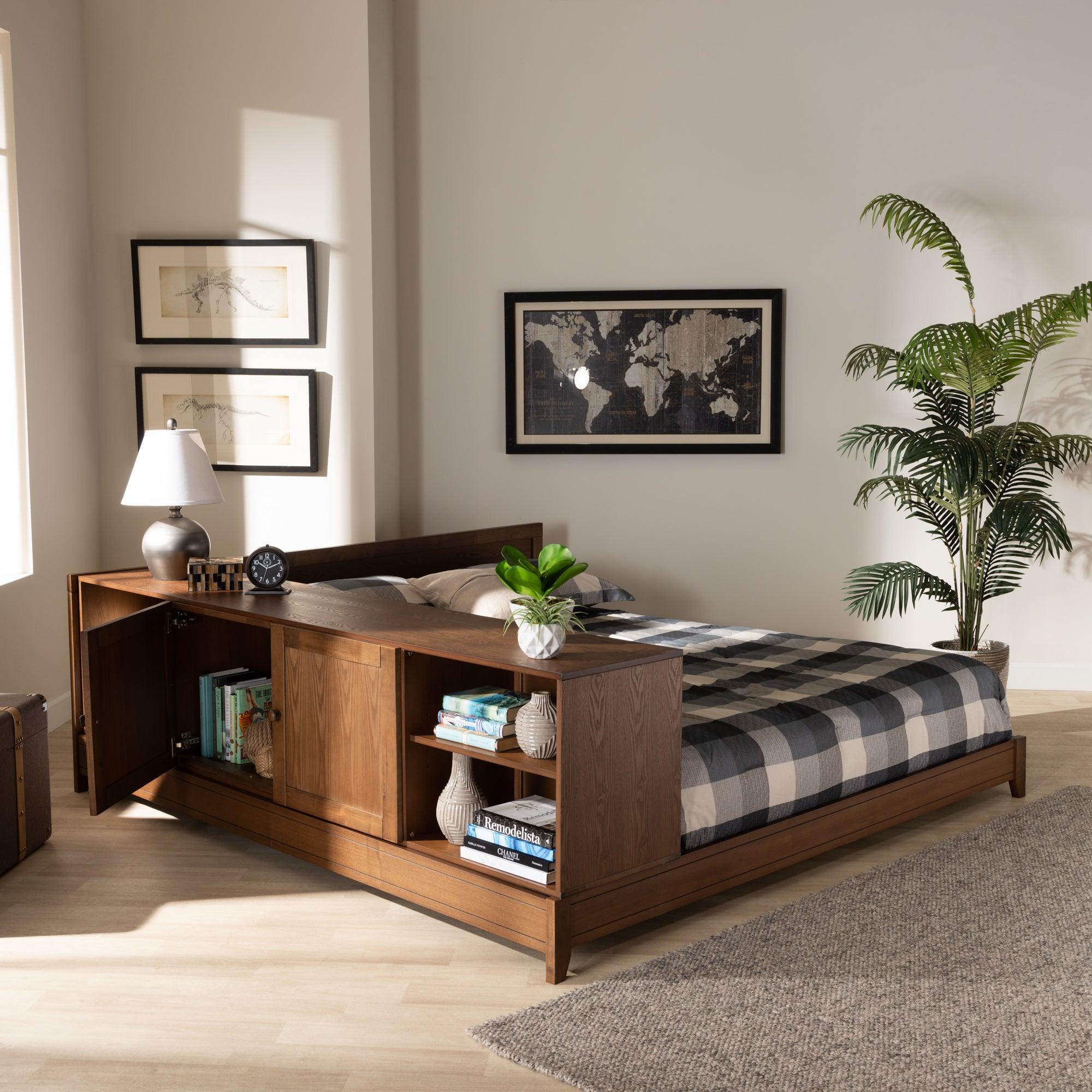 Kaori Modern and Contemporary Transitional Finished Wood Platform Storage Bed