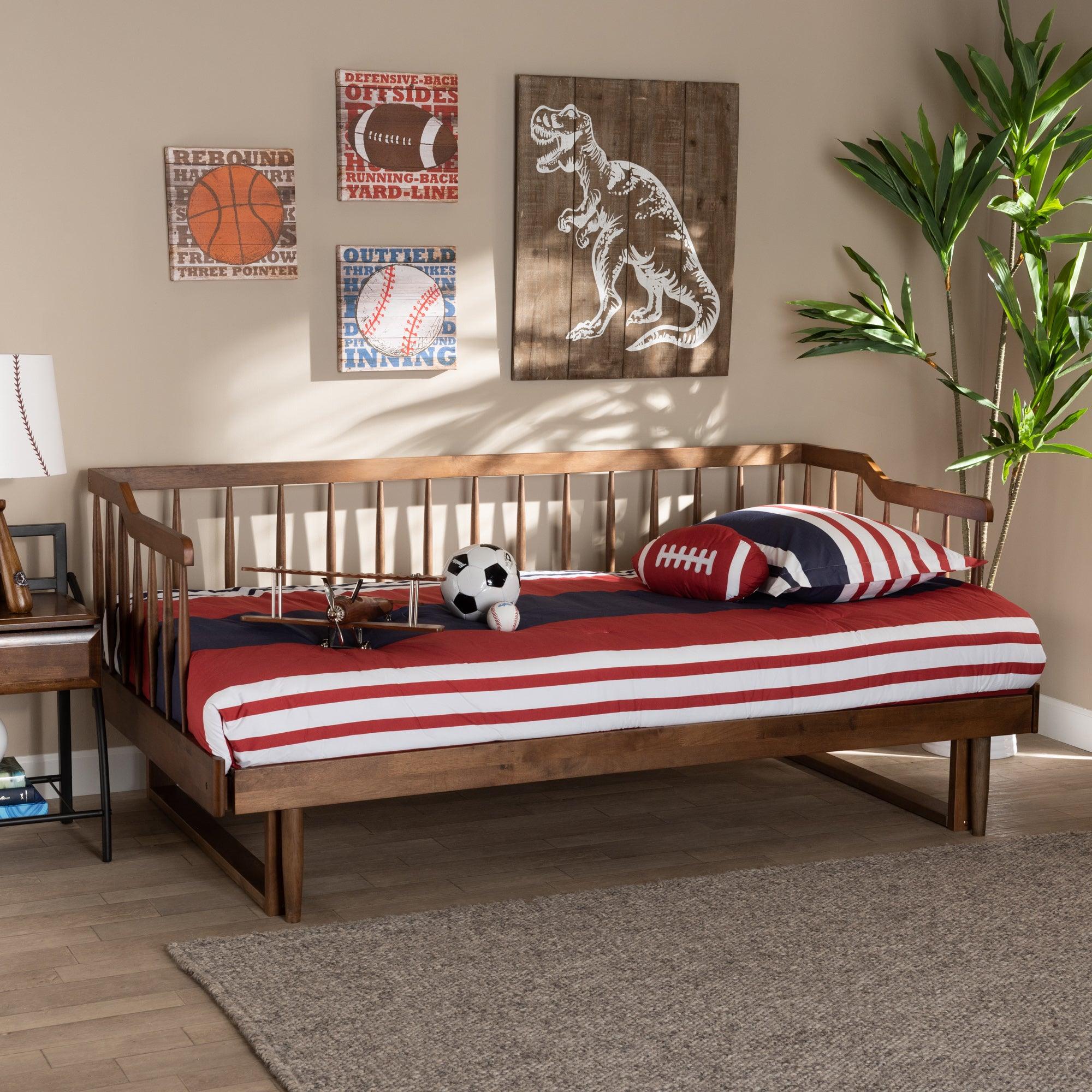 Muriel Modern and Transitional Finished Wood Expandable to Spindle Daybed