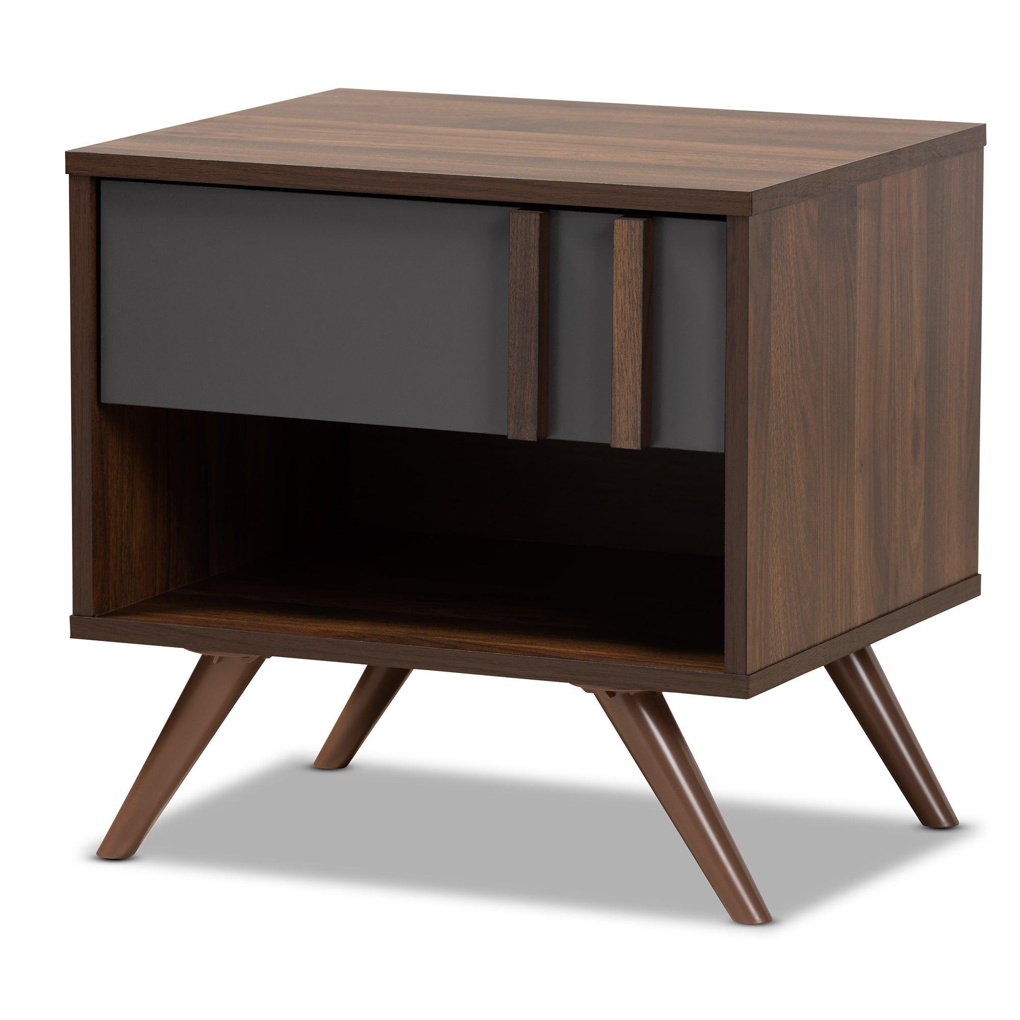 Naoki Modern and Contemporary Two-Tone and Finished Wood 1-Drawer Nightstand