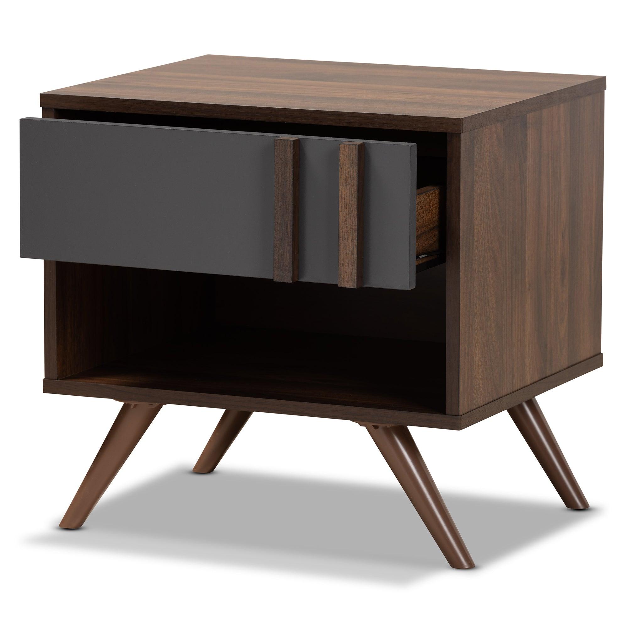 Naoki Modern and Contemporary Two-Tone and Finished Wood 1-Drawer Nightstand