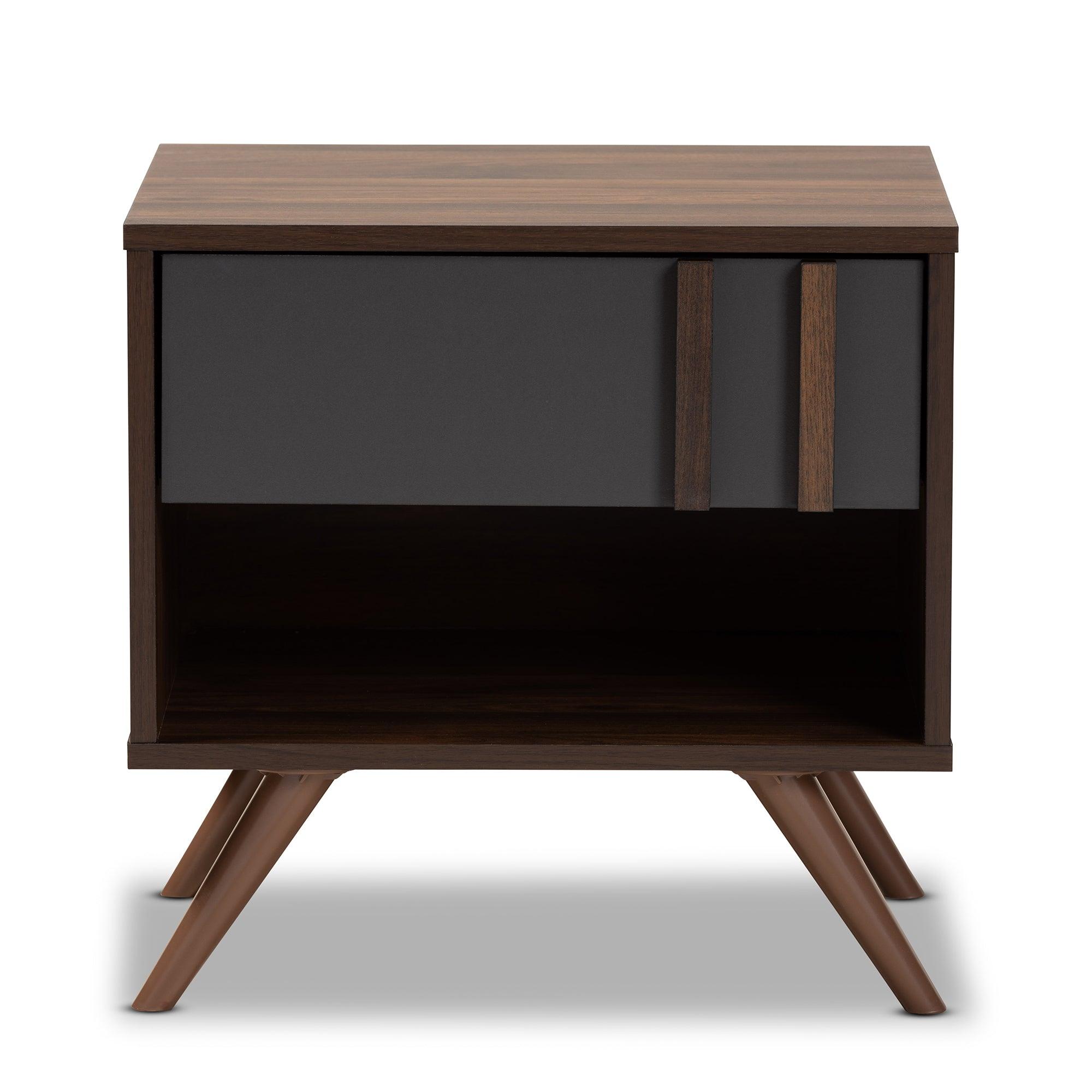 Naoki Modern and Contemporary Two-Tone and Finished Wood 1-Drawer Nightstand