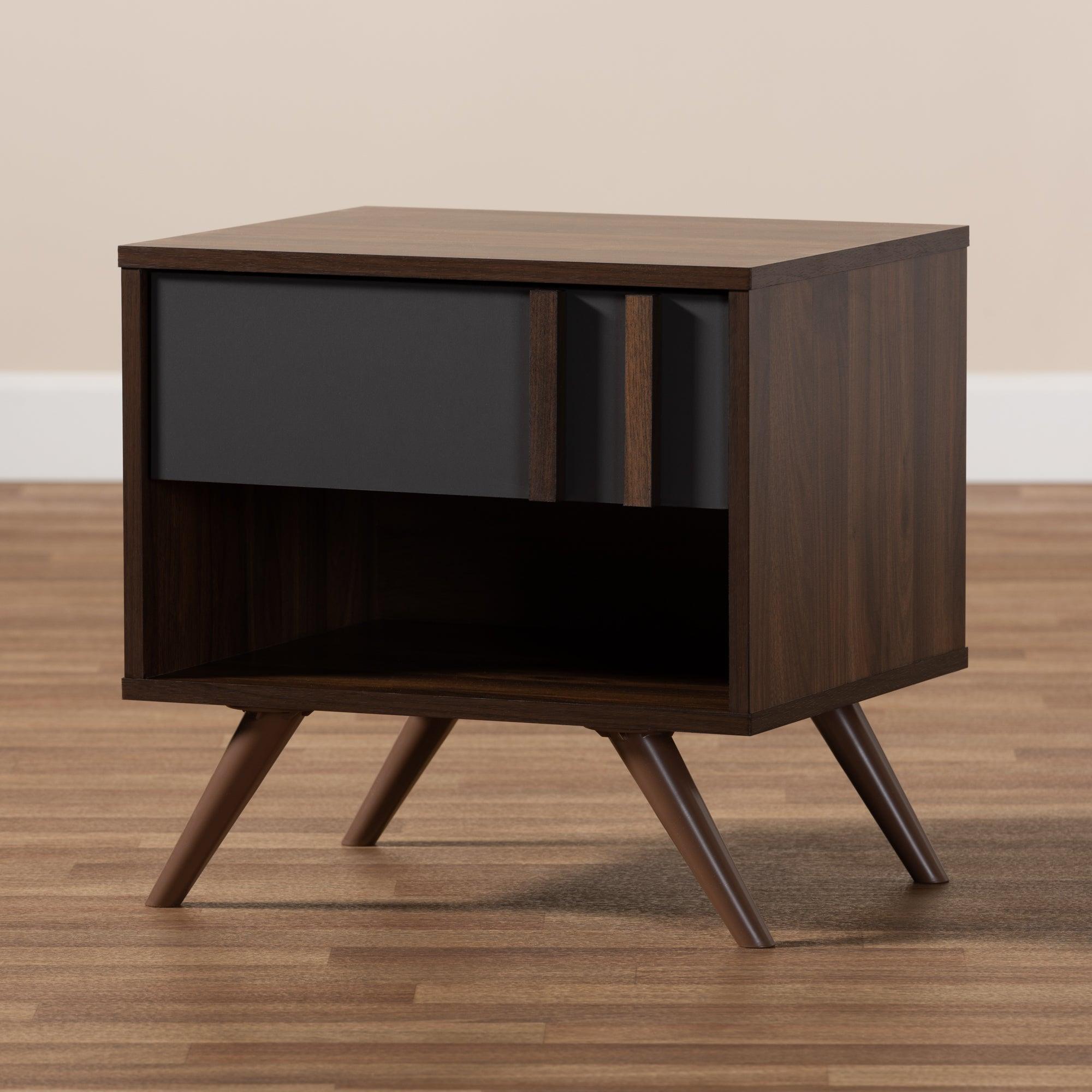 Naoki Modern and Contemporary Two-Tone and Finished Wood 1-Drawer Nightstand