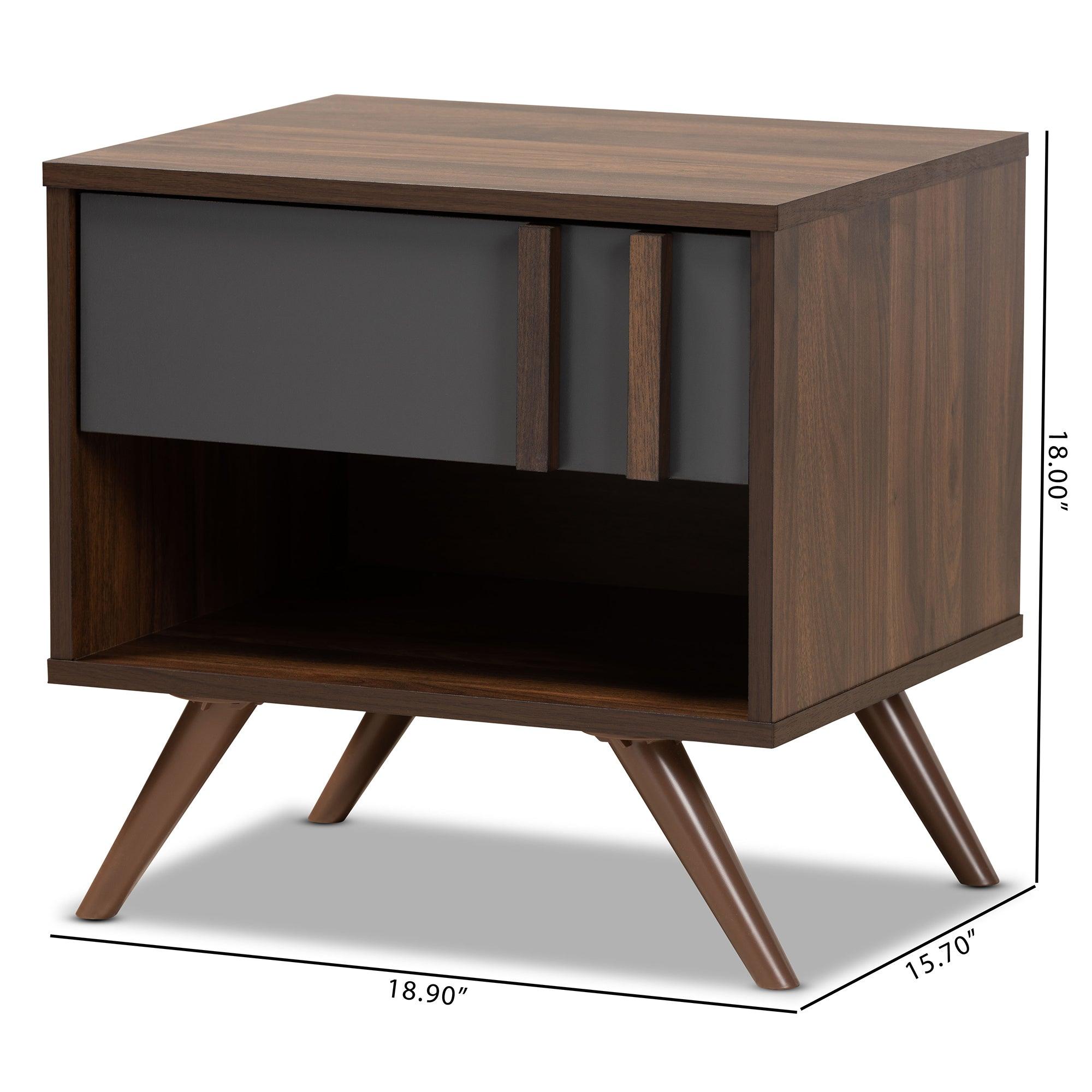 Naoki Modern and Contemporary Two-Tone and Finished Wood 1-Drawer Nightstand