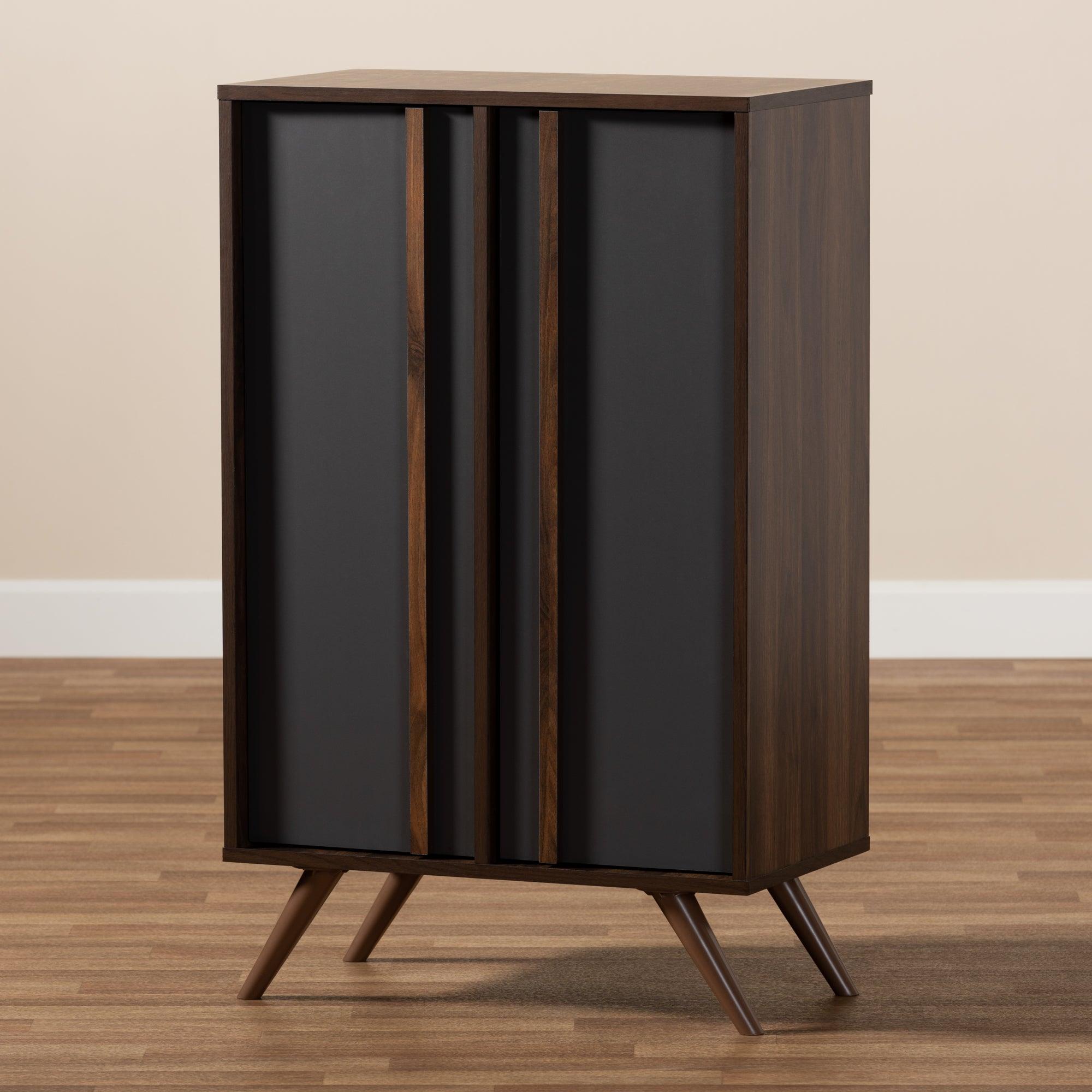 Naoki Modern and Contemporary Two-Tone and Finished Wood 2-Door Shoe Cabinet