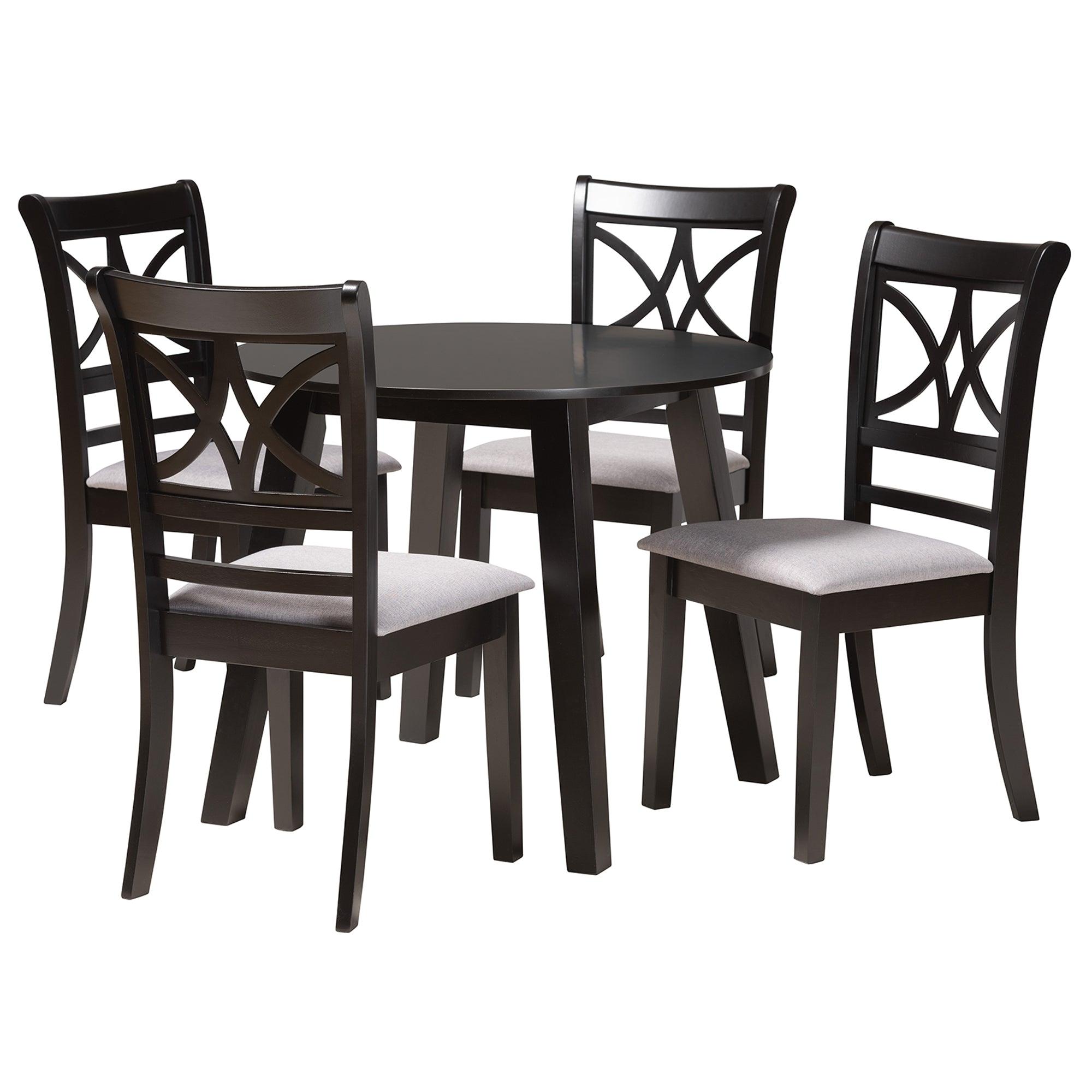 Brooke Modern Fabric and Finished Wood 5-Piece Dining Set