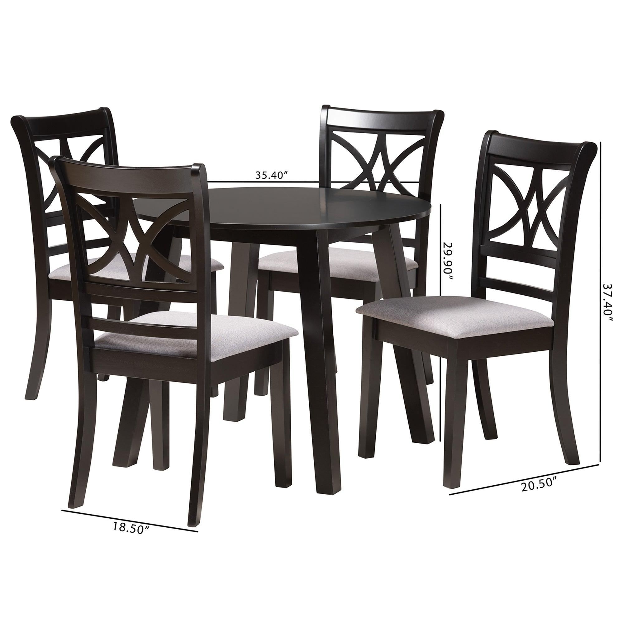 Brooke Modern Fabric and Finished Wood 5-Piece Dining Set