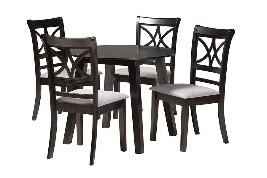 Brooke Modern Fabric and Finished Wood 5-Piece Dining Set