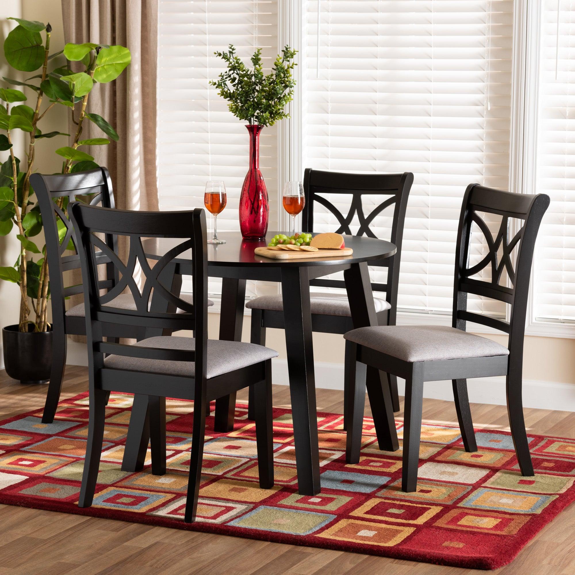 Brooke Modern Fabric and Finished Wood 5-Piece Dining Set