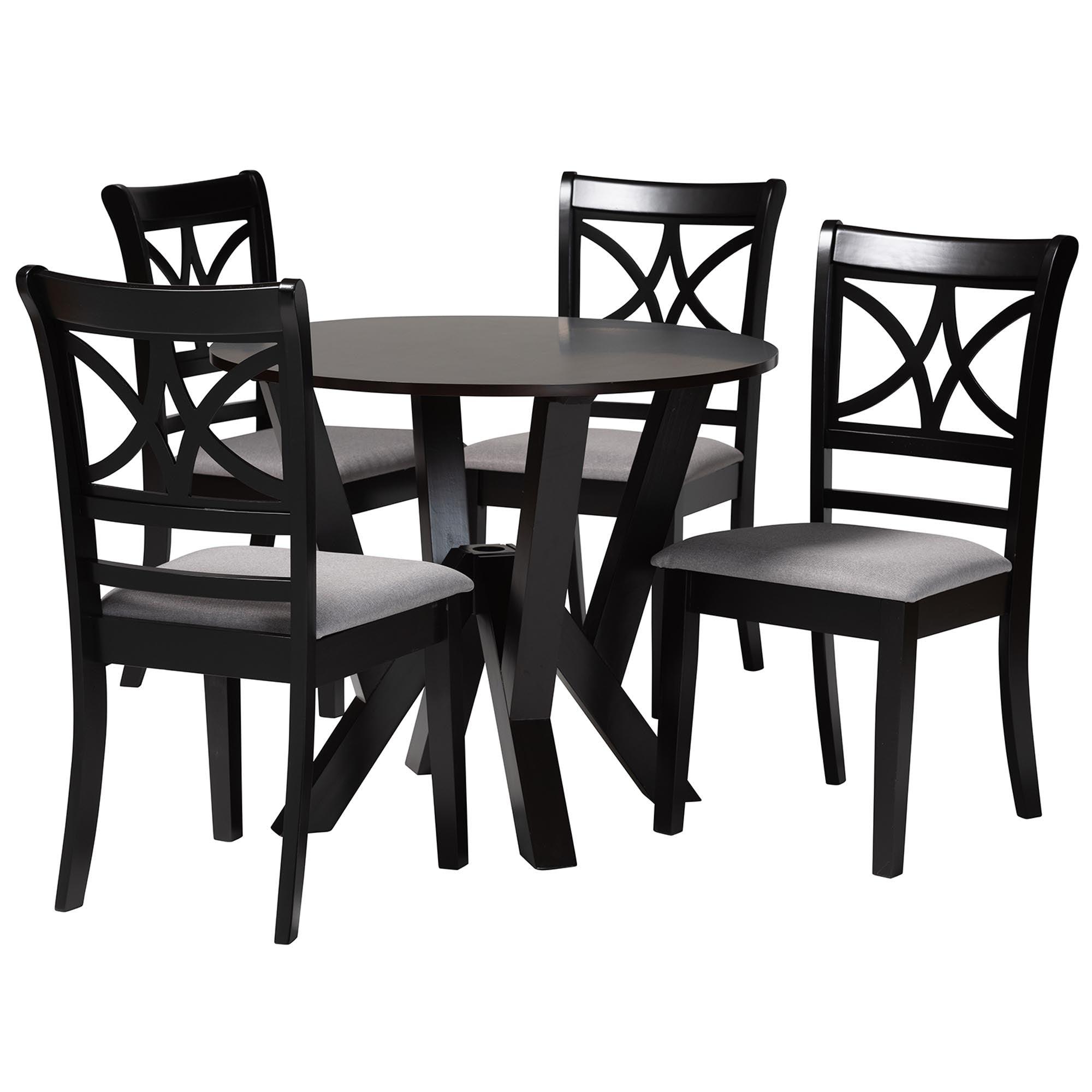 Mari Modern Fabric and Finished Wood 5-Piece Dining Set