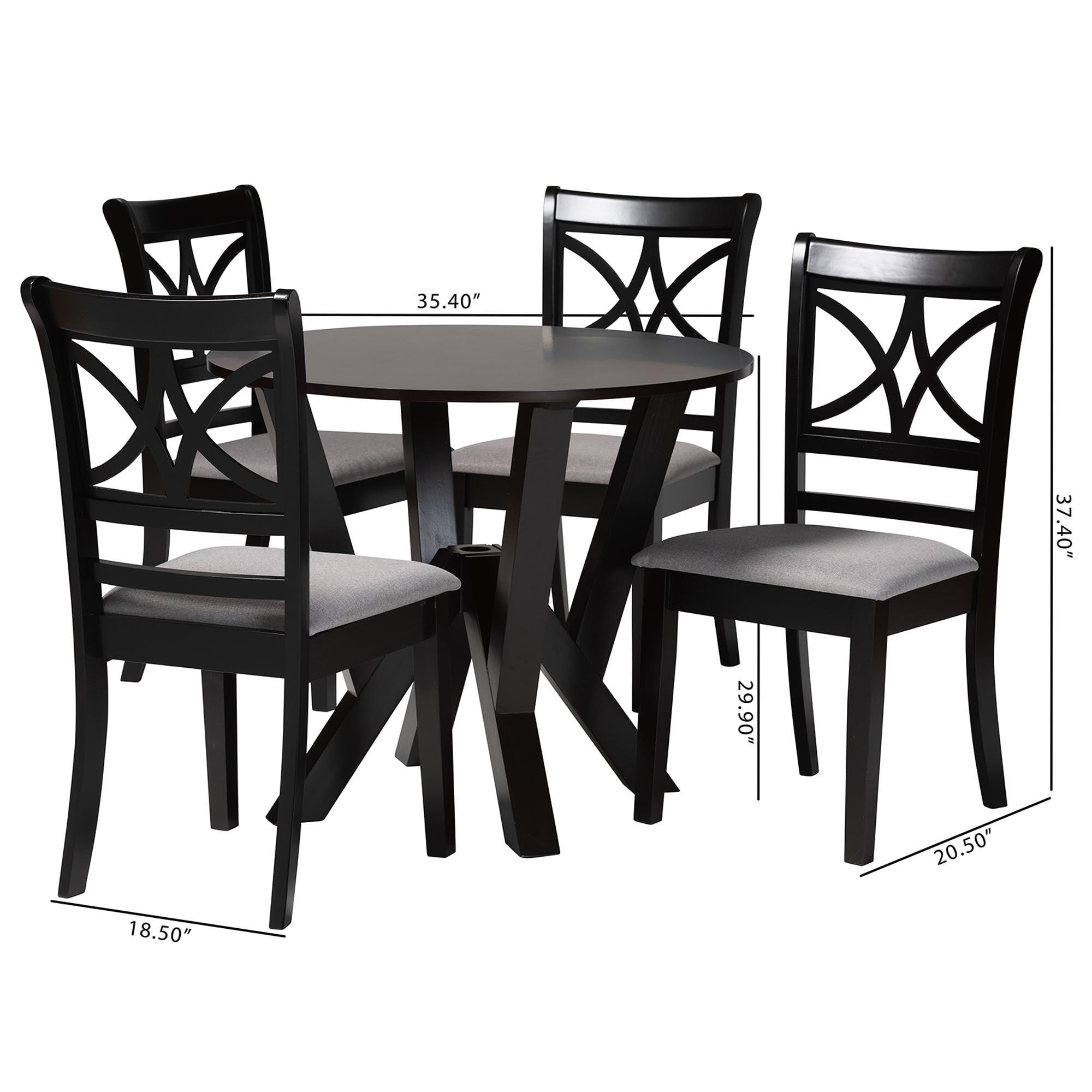 Mari Modern Fabric and Finished Wood 5-Piece Dining Set