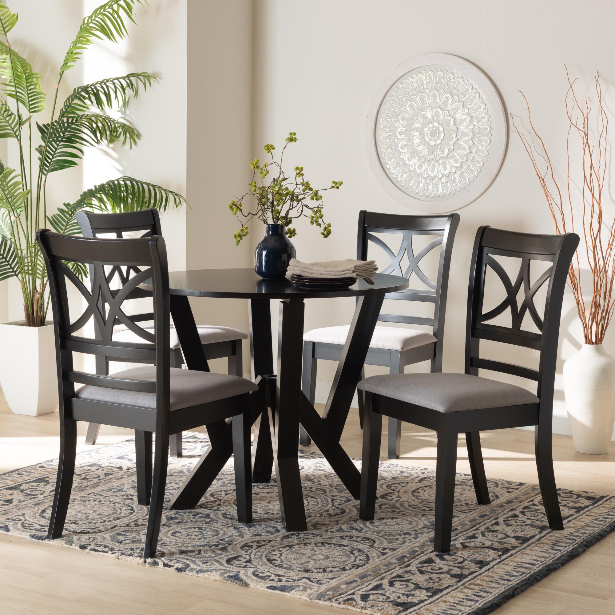 Mari Modern Fabric and Finished Wood 5-Piece Dining Set