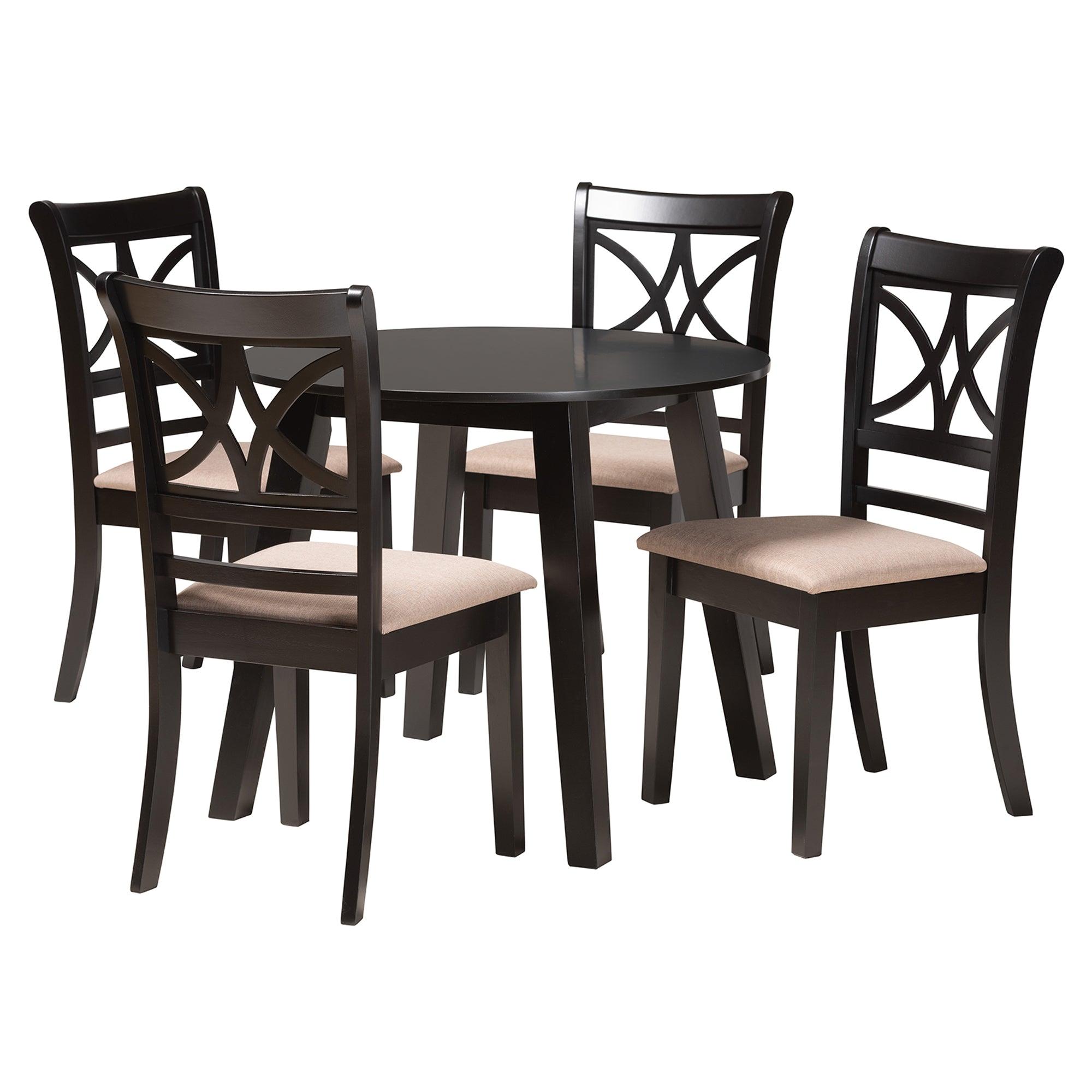 Brooke Modern Fabric and Finished Wood 5-Piece Dining Set