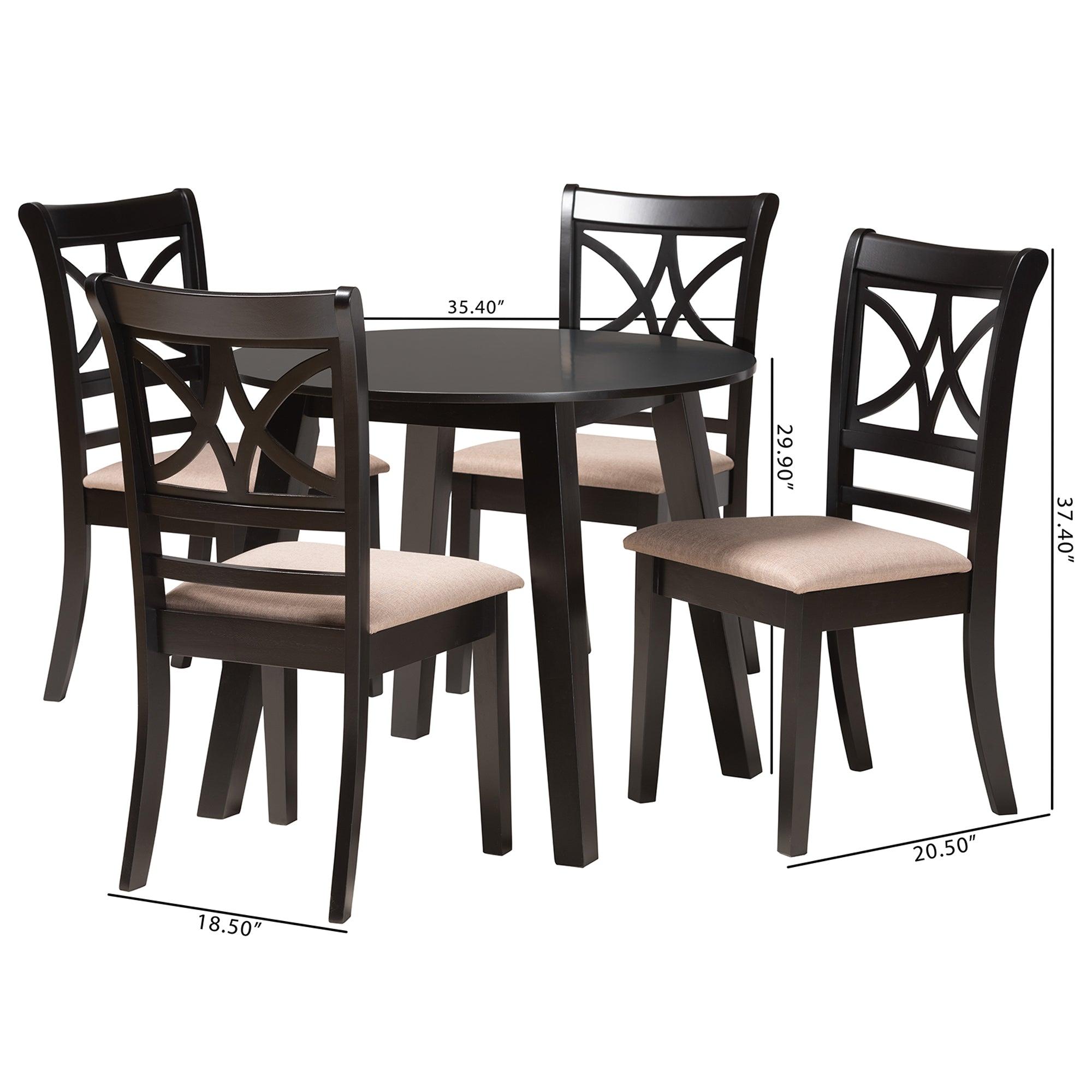 Brooke Modern Fabric and Finished Wood 5-Piece Dining Set