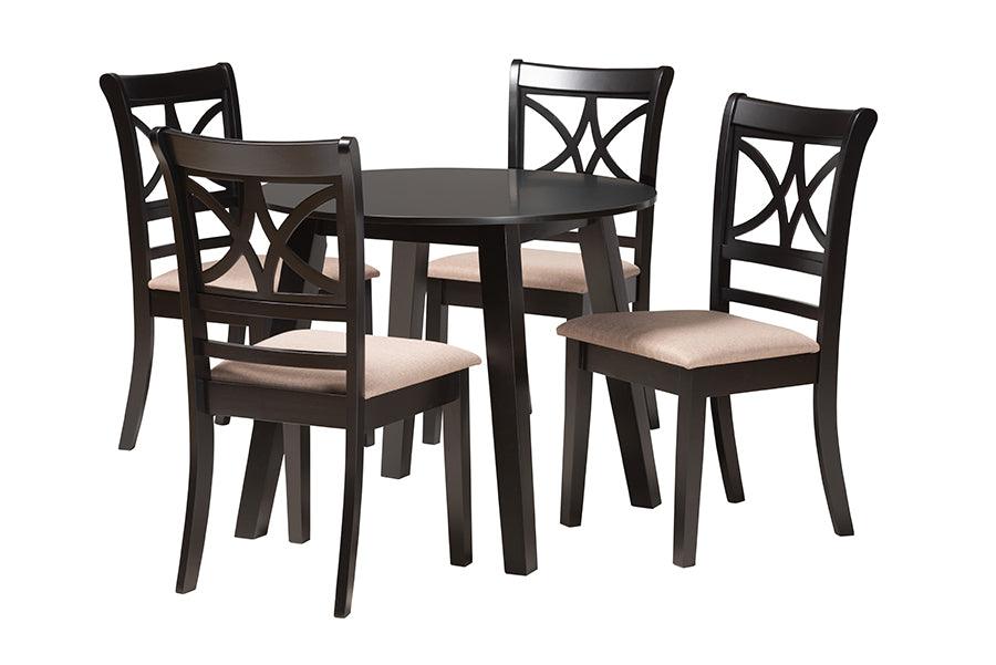 Brooke Modern Fabric and Finished Wood 5-Piece Dining Set