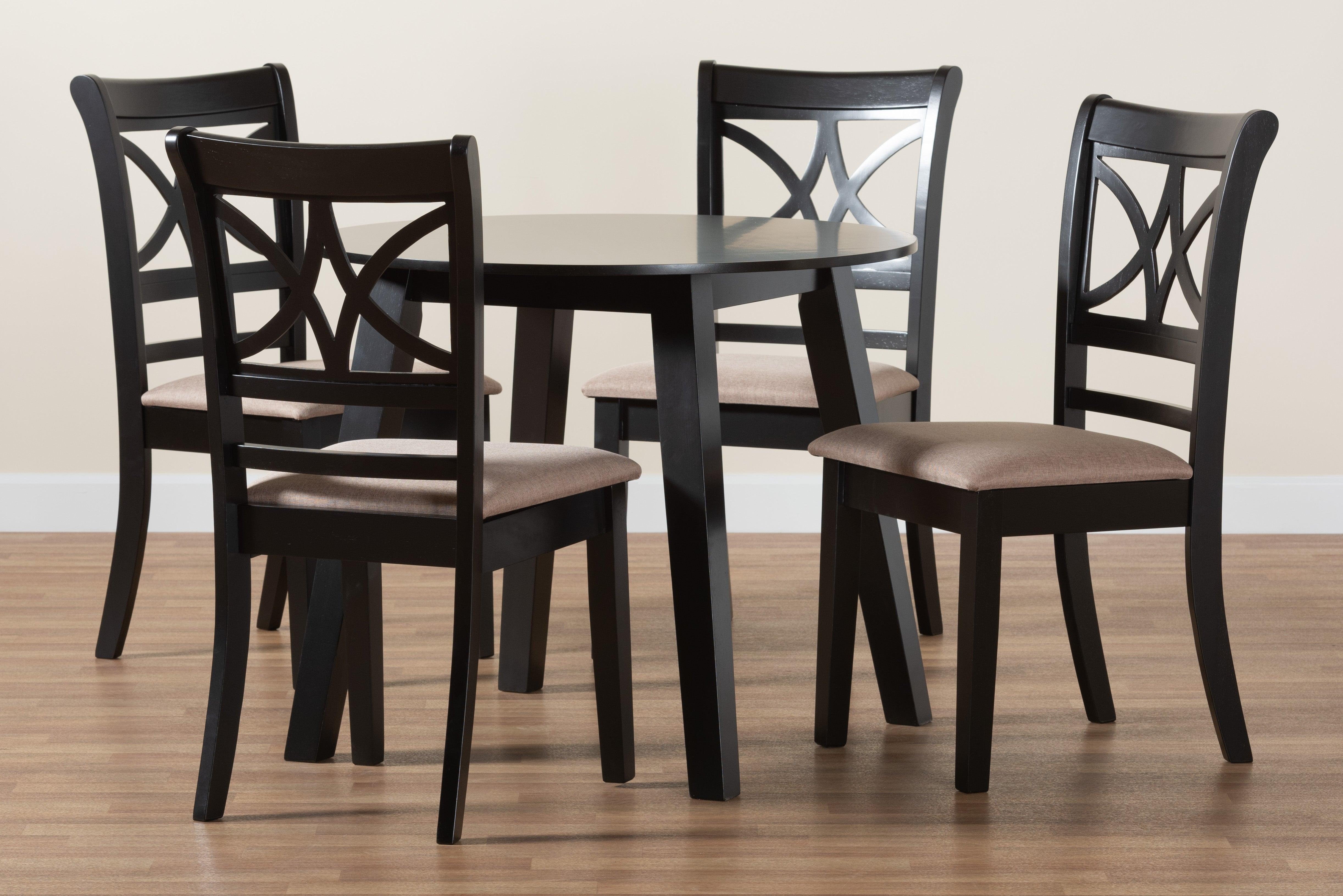 Brooke Modern Fabric and Finished Wood 5-Piece Dining Set