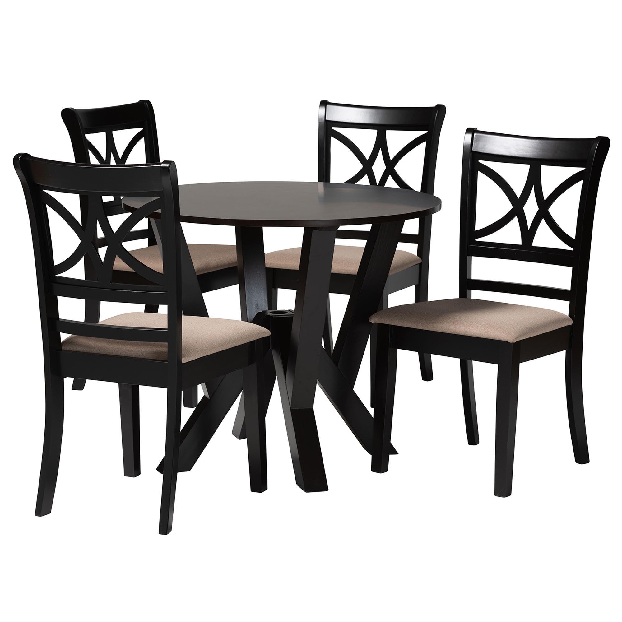 Mari Modern Fabric and Finished Wood 5-Piece Dining Set