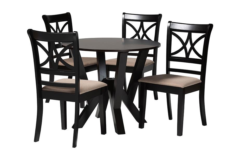 Mari Modern Fabric and Finished Wood 5-Piece Dining Set