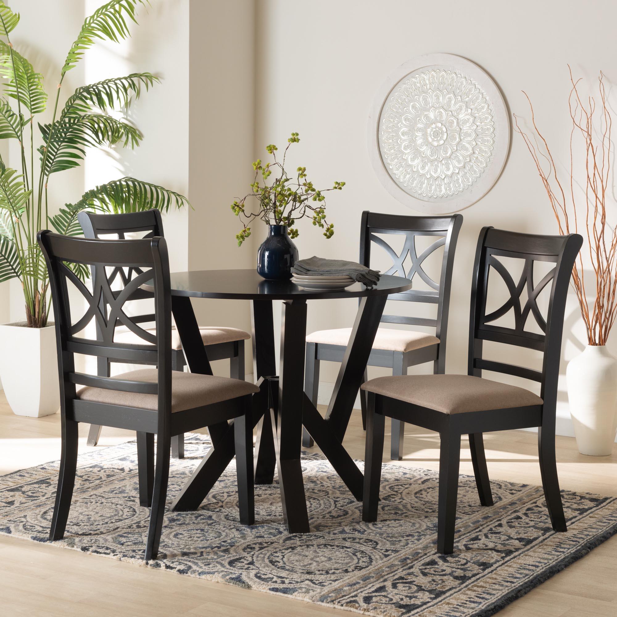 Mari Modern Fabric and Finished Wood 5-Piece Dining Set