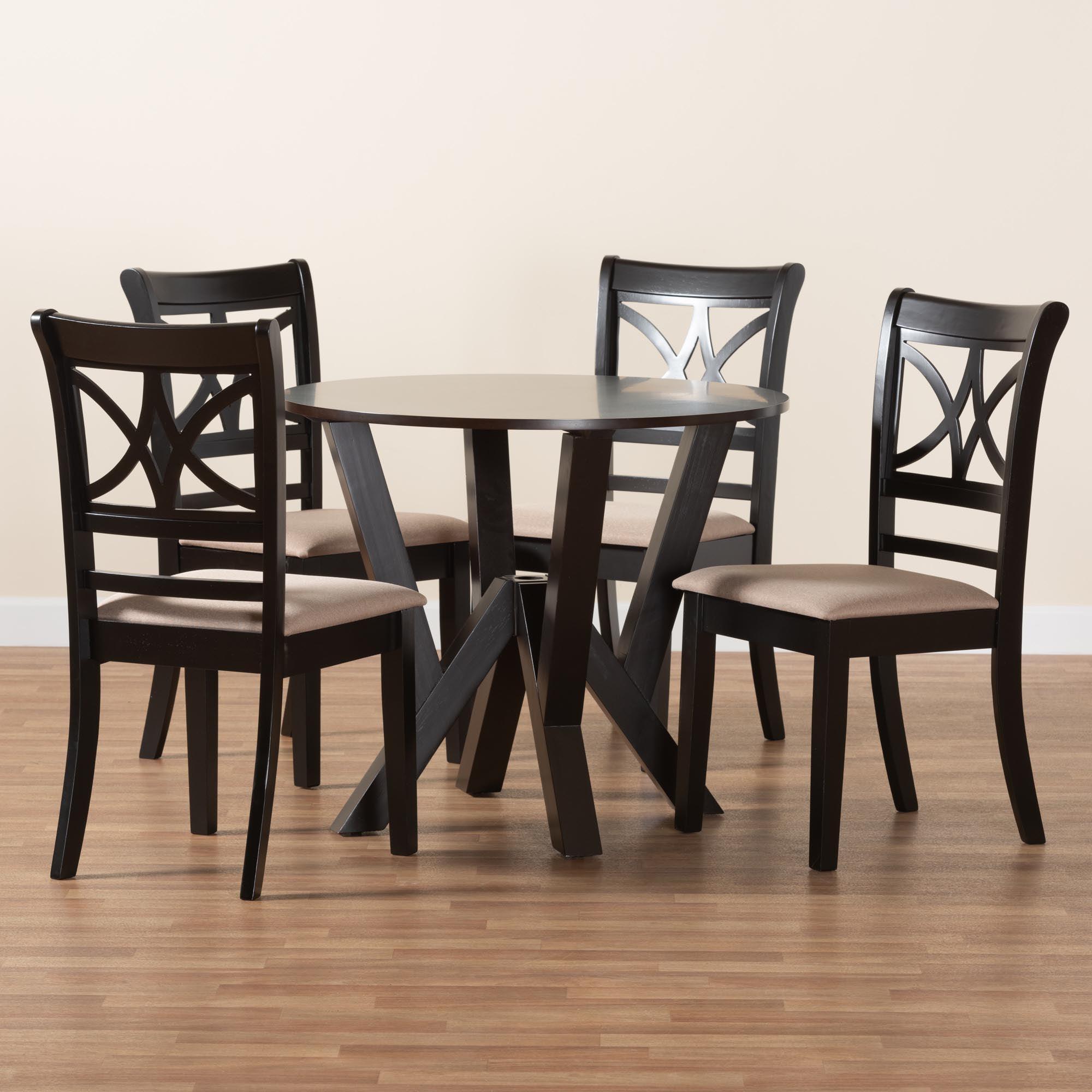 Mari Modern Fabric and Finished Wood 5-Piece Dining Set