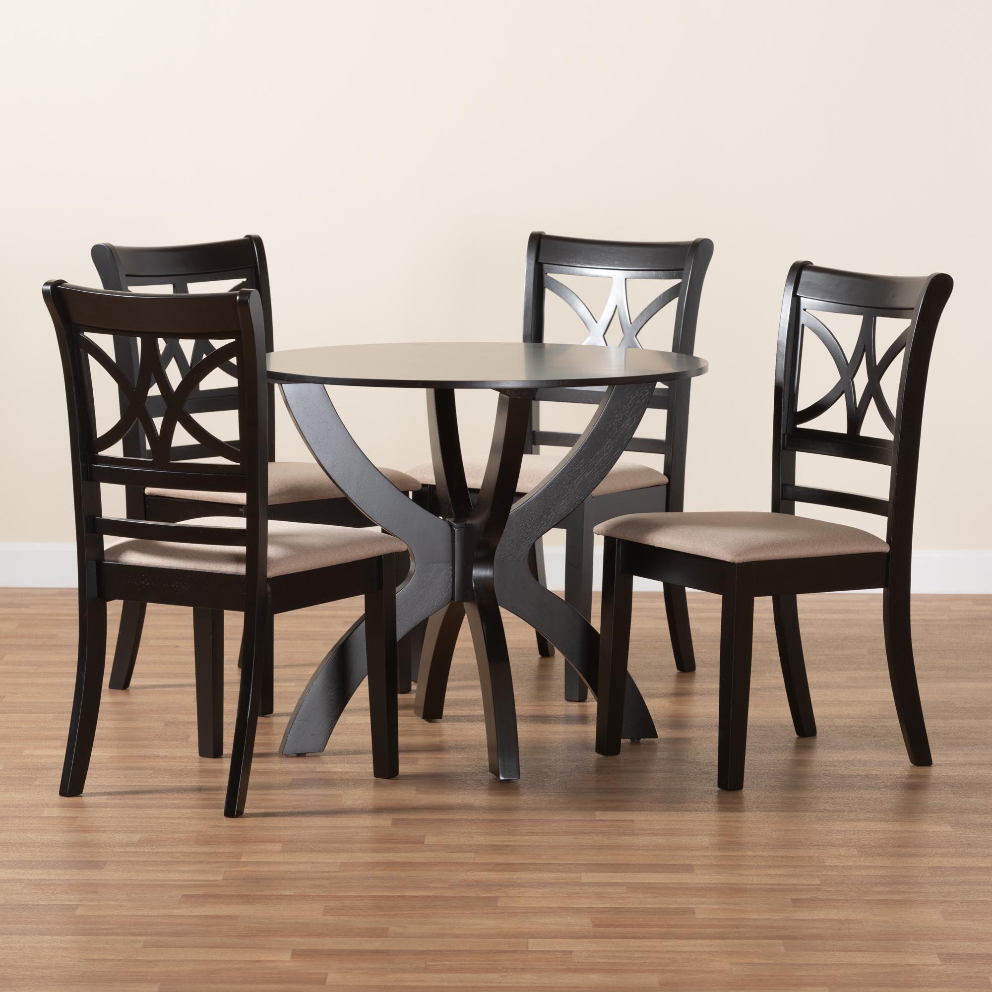 Noemi Modern Fabric and Finished Wood 5-Piece Dining Set