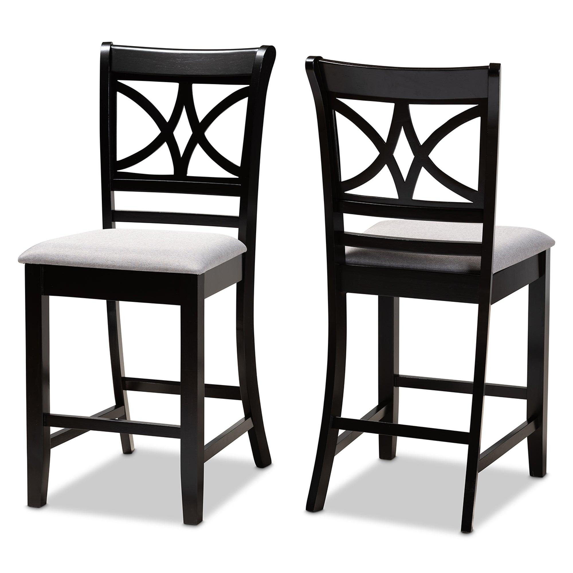 Chandler Modern and Contemporary Fabric Upholstered and Espresso Finished Wood 2-Piece Counter Height Pub Chair Set