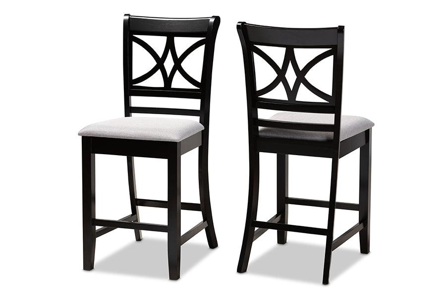 Chandler Modern and Contemporary Fabric Upholstered and Espresso Finished Wood 2-Piece Counter Height Pub Chair Set