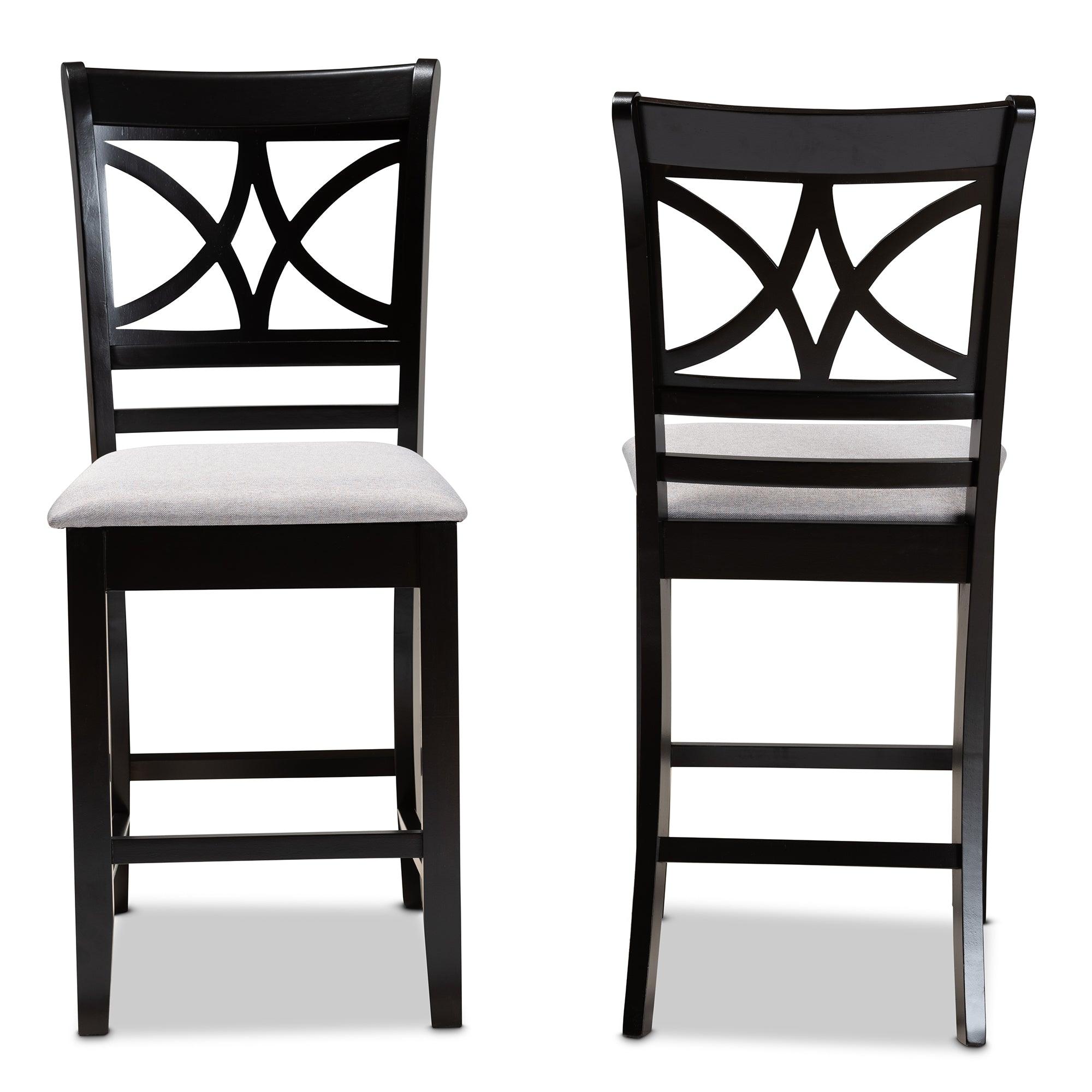 Chandler Modern and Contemporary Fabric Upholstered and Espresso Finished Wood 2-Piece Counter Height Pub Chair Set