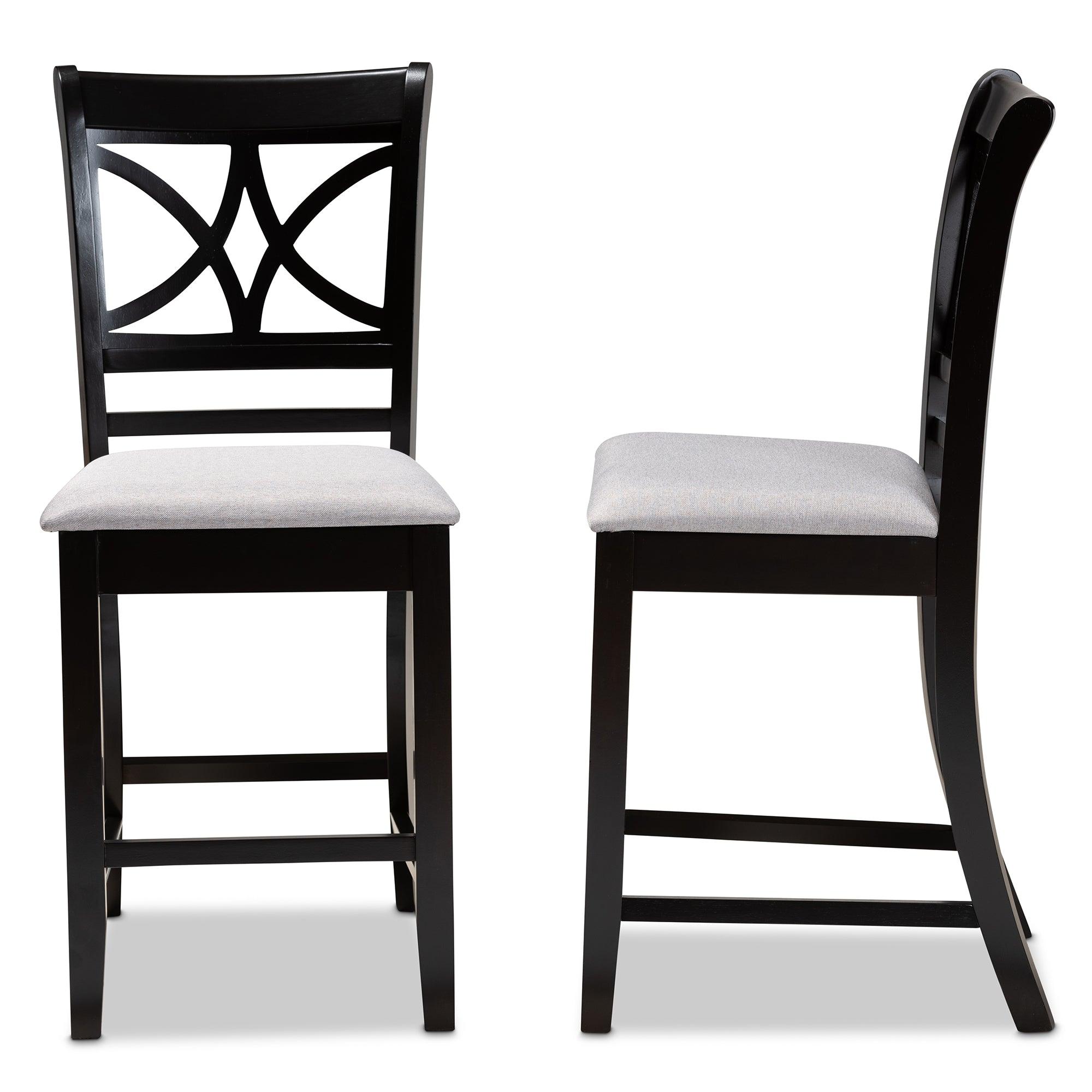 Chandler Modern and Contemporary Fabric Upholstered and Espresso Finished Wood 2-Piece Counter Height Pub Chair Set