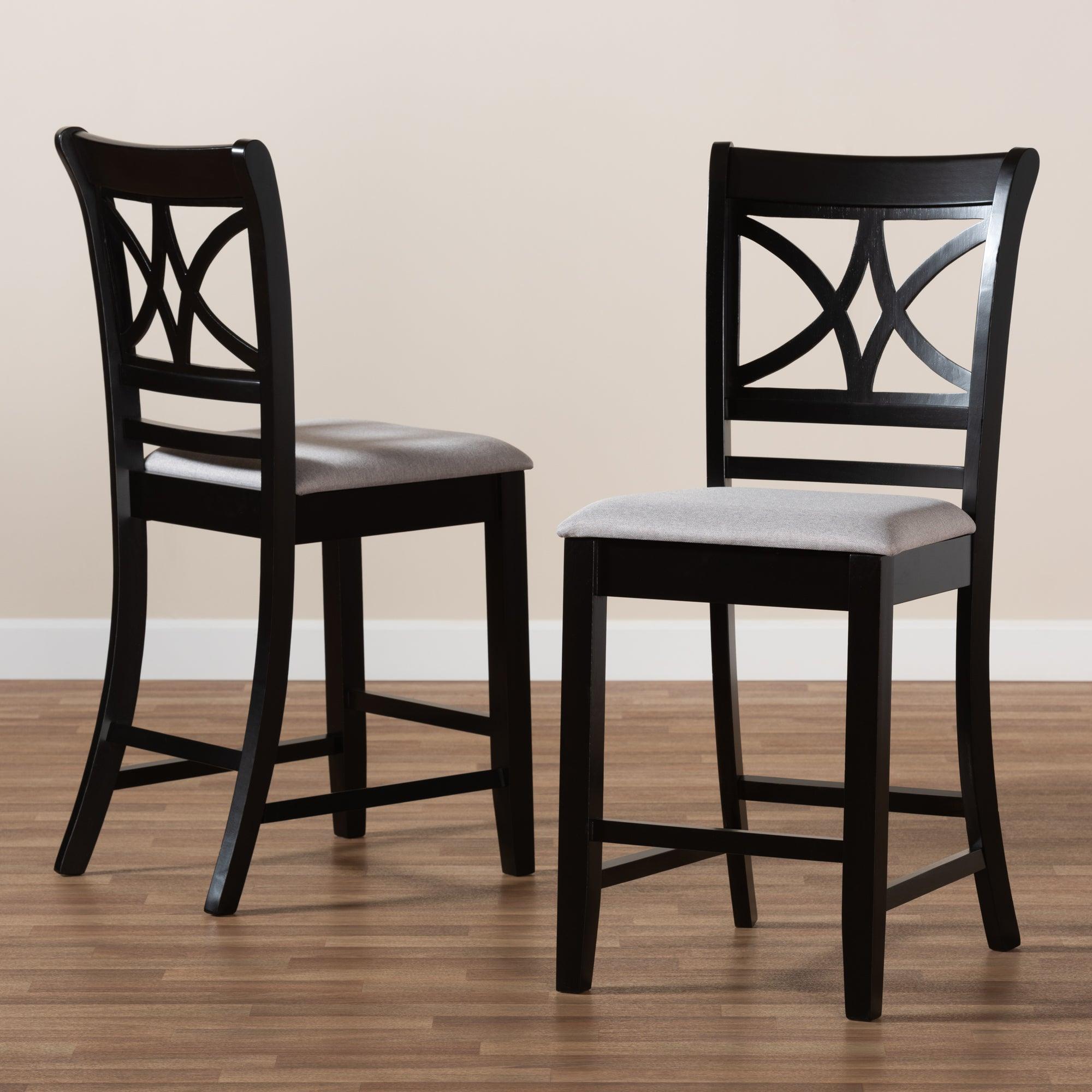 Chandler Modern and Contemporary Fabric Upholstered and Espresso Finished Wood 2-Piece Counter Height Pub Chair Set