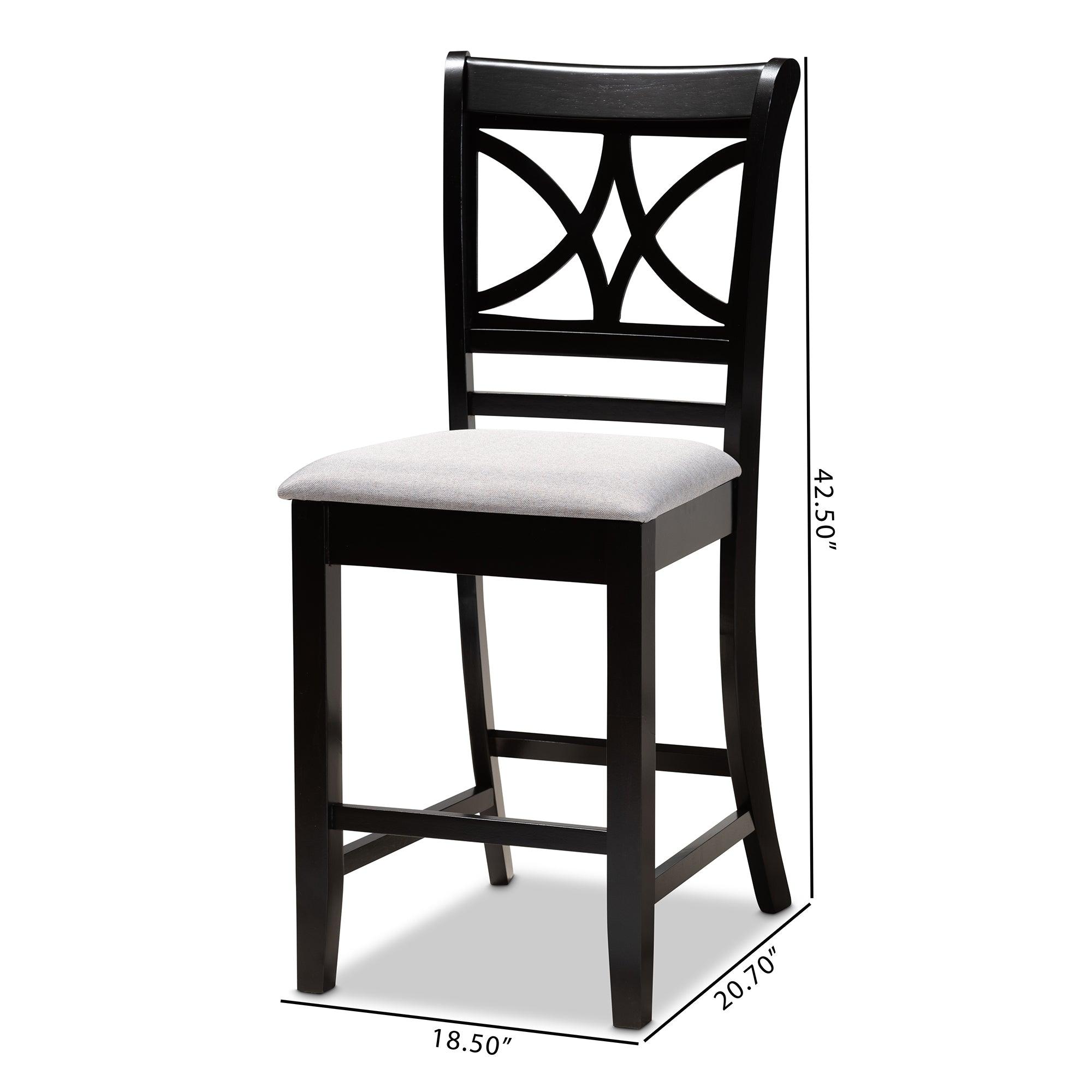 Chandler Modern and Contemporary Fabric Upholstered and Espresso Finished Wood 2-Piece Counter Height Pub Chair Set