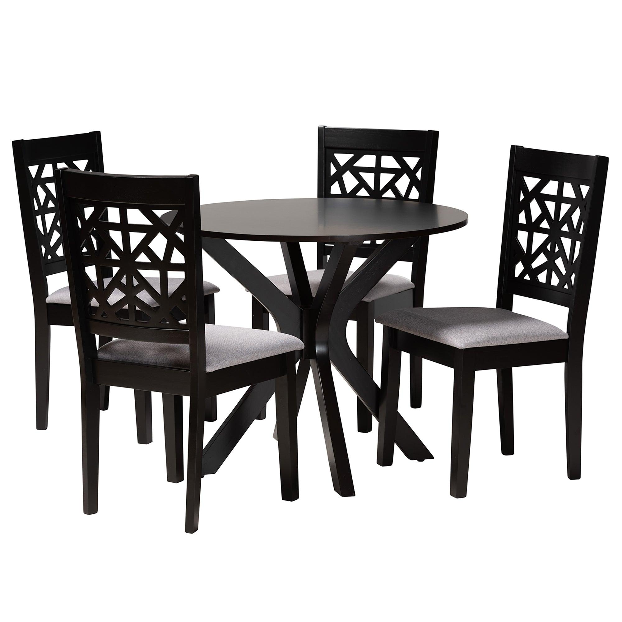 Karel Modern Fabric and Espresso Finished Wood 5-Piece Dining Set