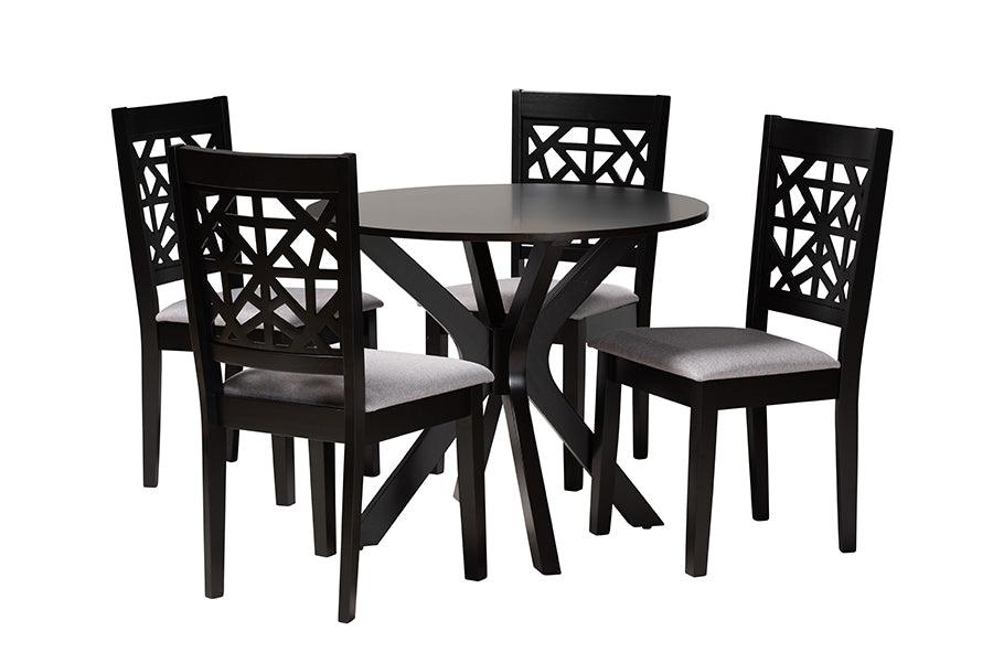 Karel Modern Fabric and Espresso Finished Wood 5-Piece Dining Set