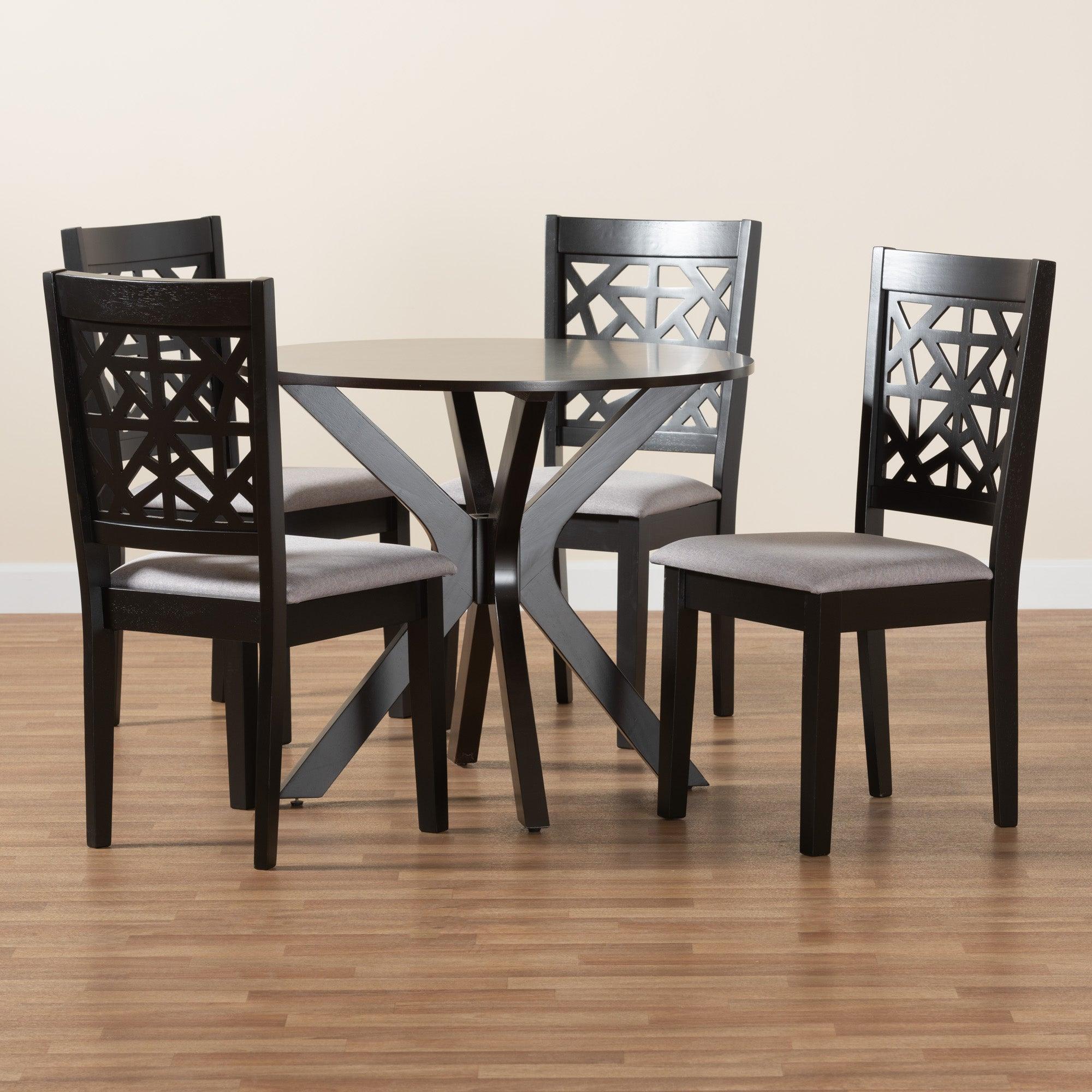 Karel Modern Fabric and Espresso Finished Wood 5-Piece Dining Set