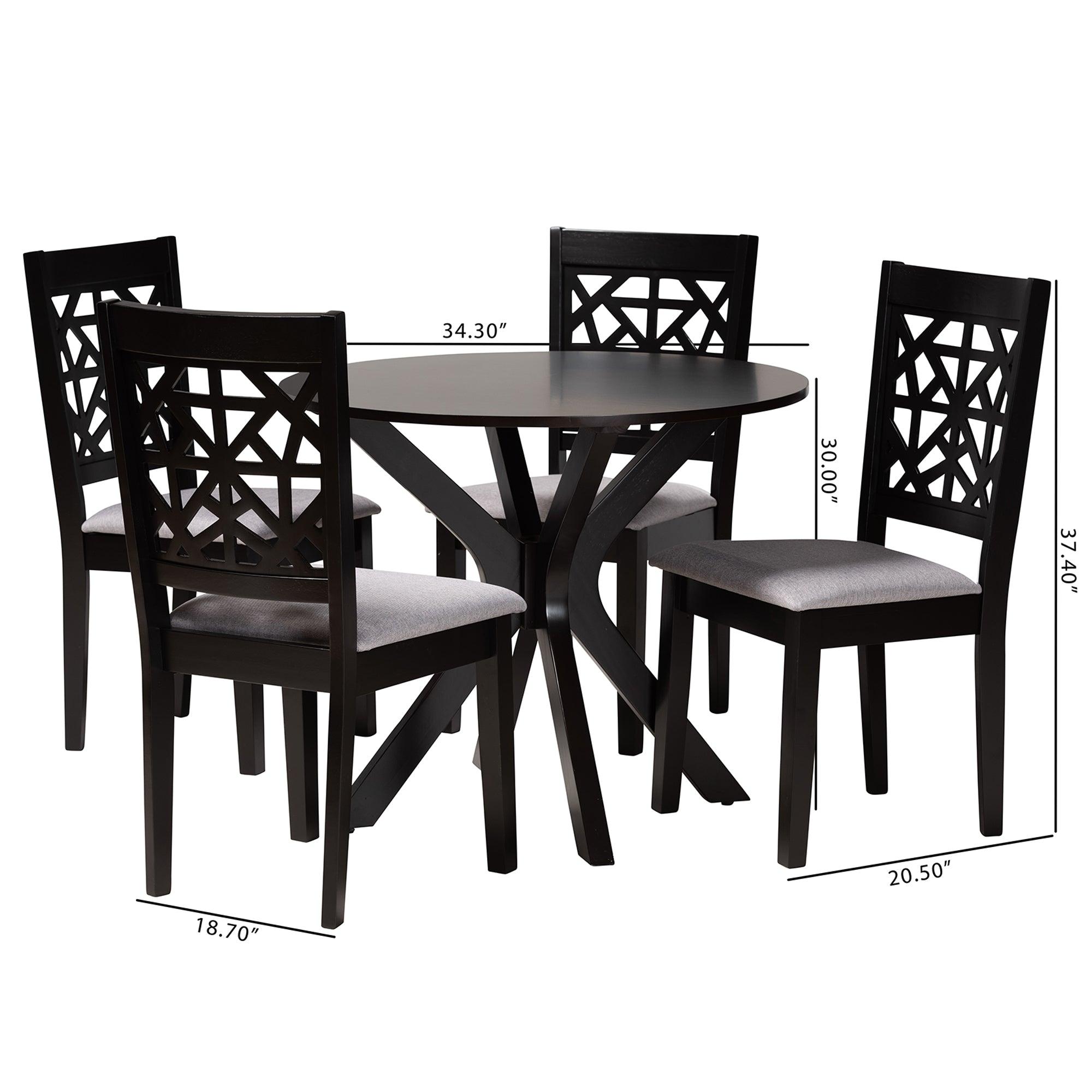 Karel Modern Fabric and Espresso Finished Wood 5-Piece Dining Set